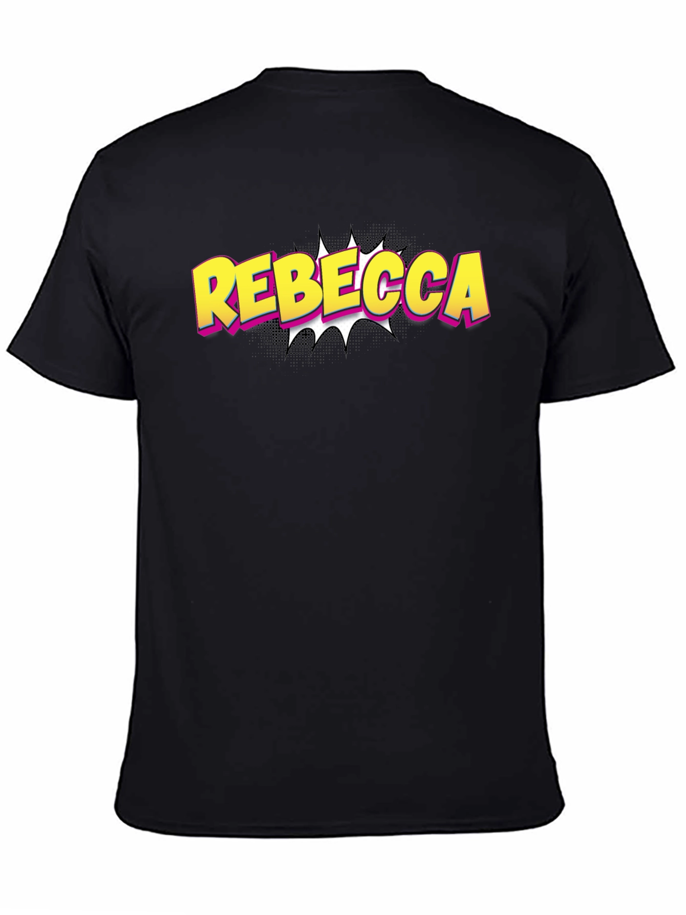 Black Rebecca Comic Style Black T-Shirt view 4