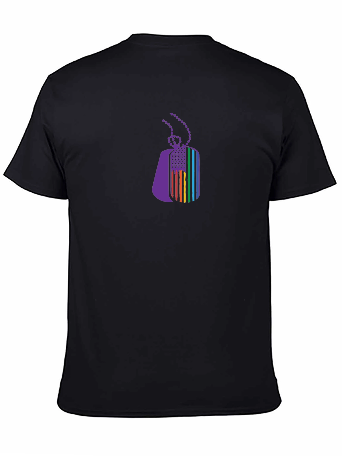 Black Pride Flag Dog Tag Tee - Black Crew Neck view 4