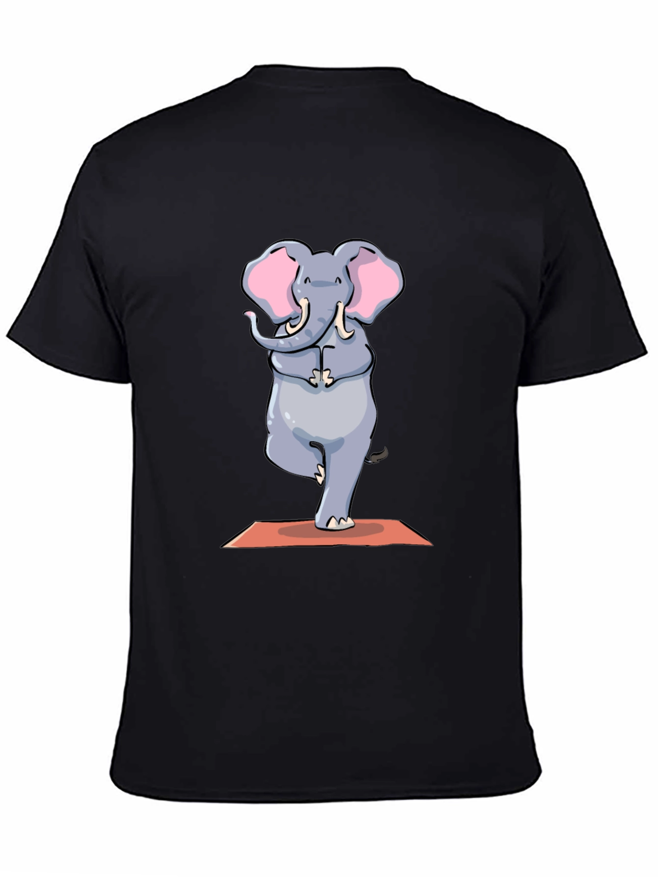 Black Yoga Elephant Graphic Tee - Black Cotton T-Shirt view 4