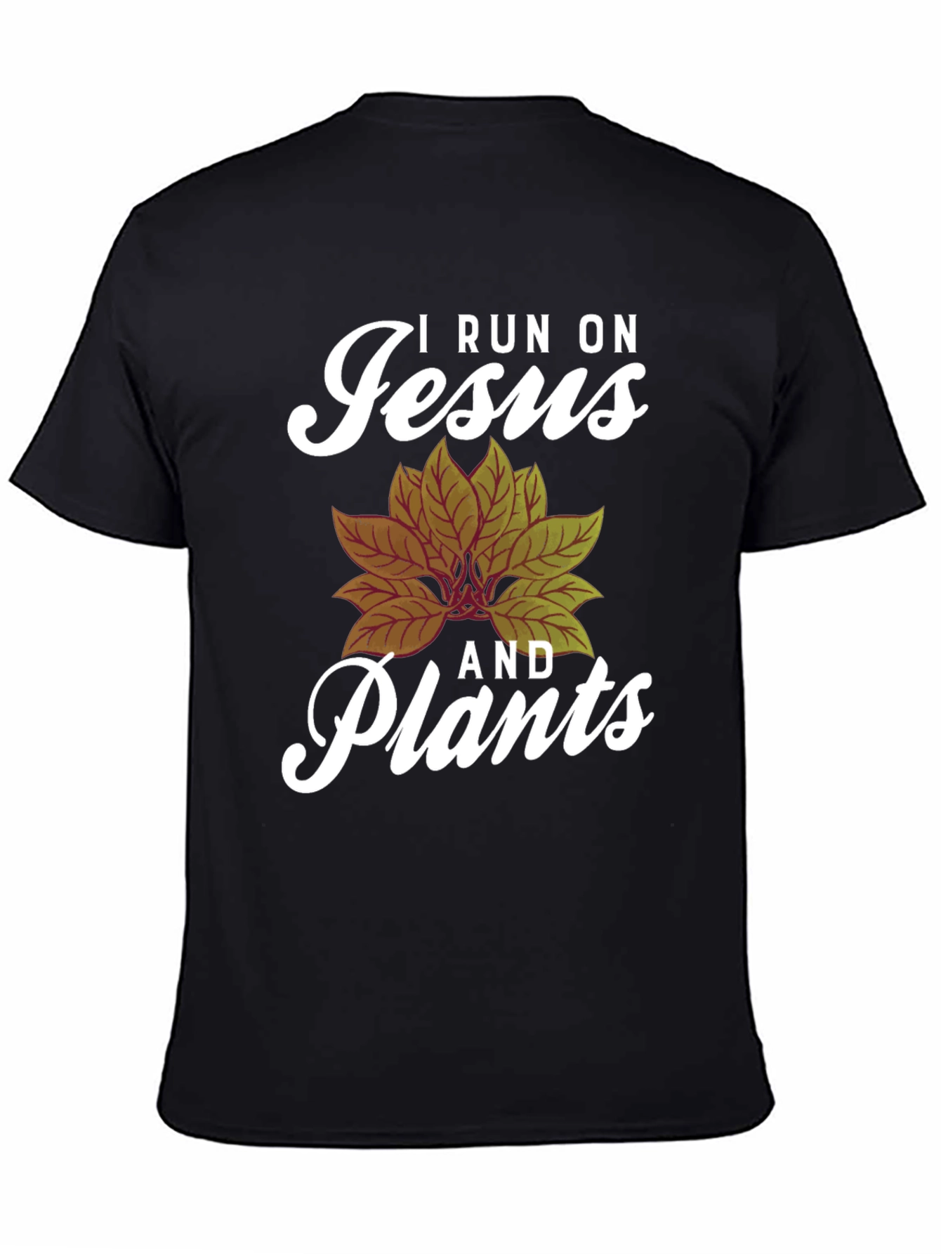 Black I Run On Jesus and Plants Graphic Tee view 4
