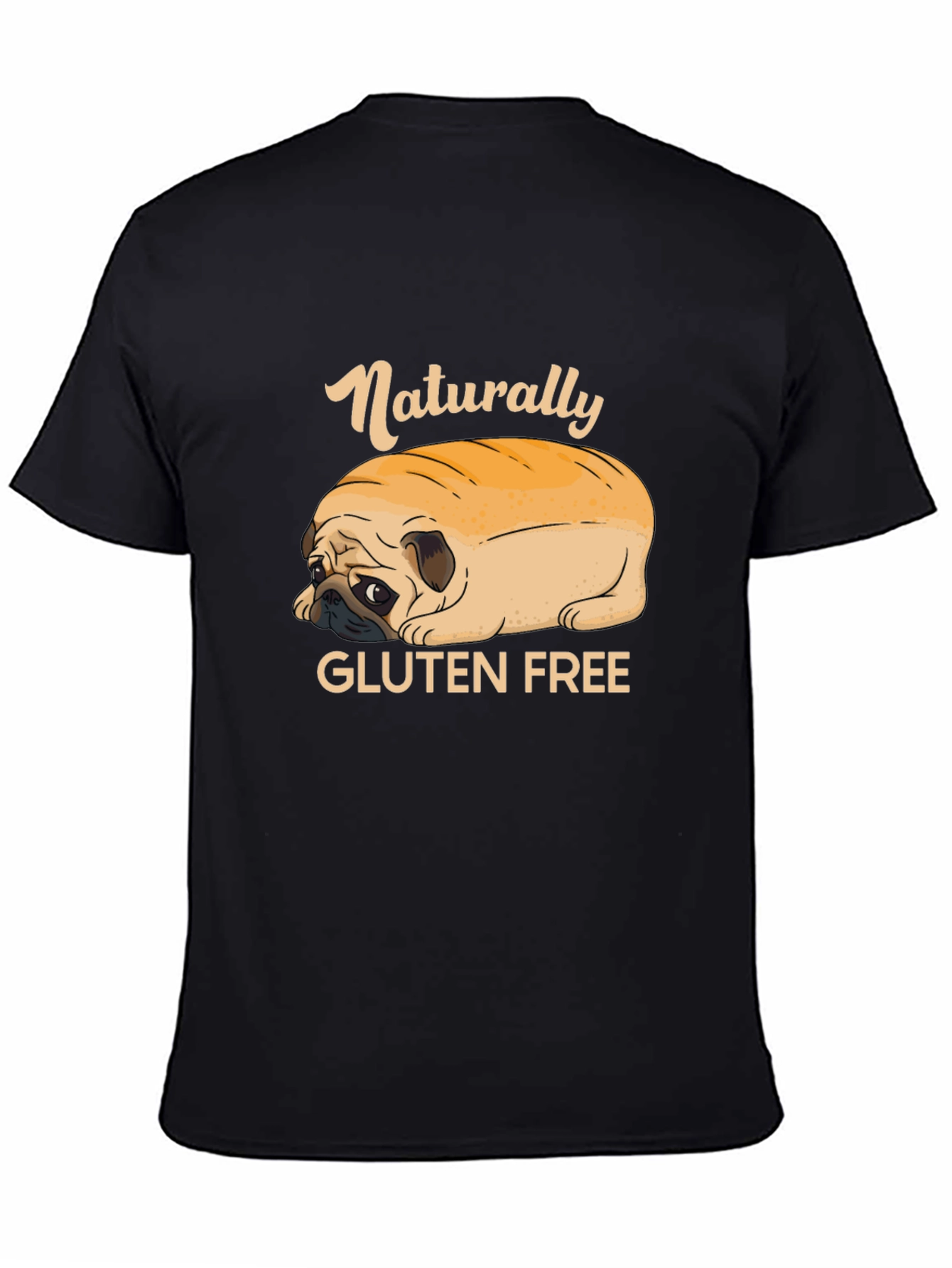 Black Naturally Gluten Free Pug T-Shirt view 4