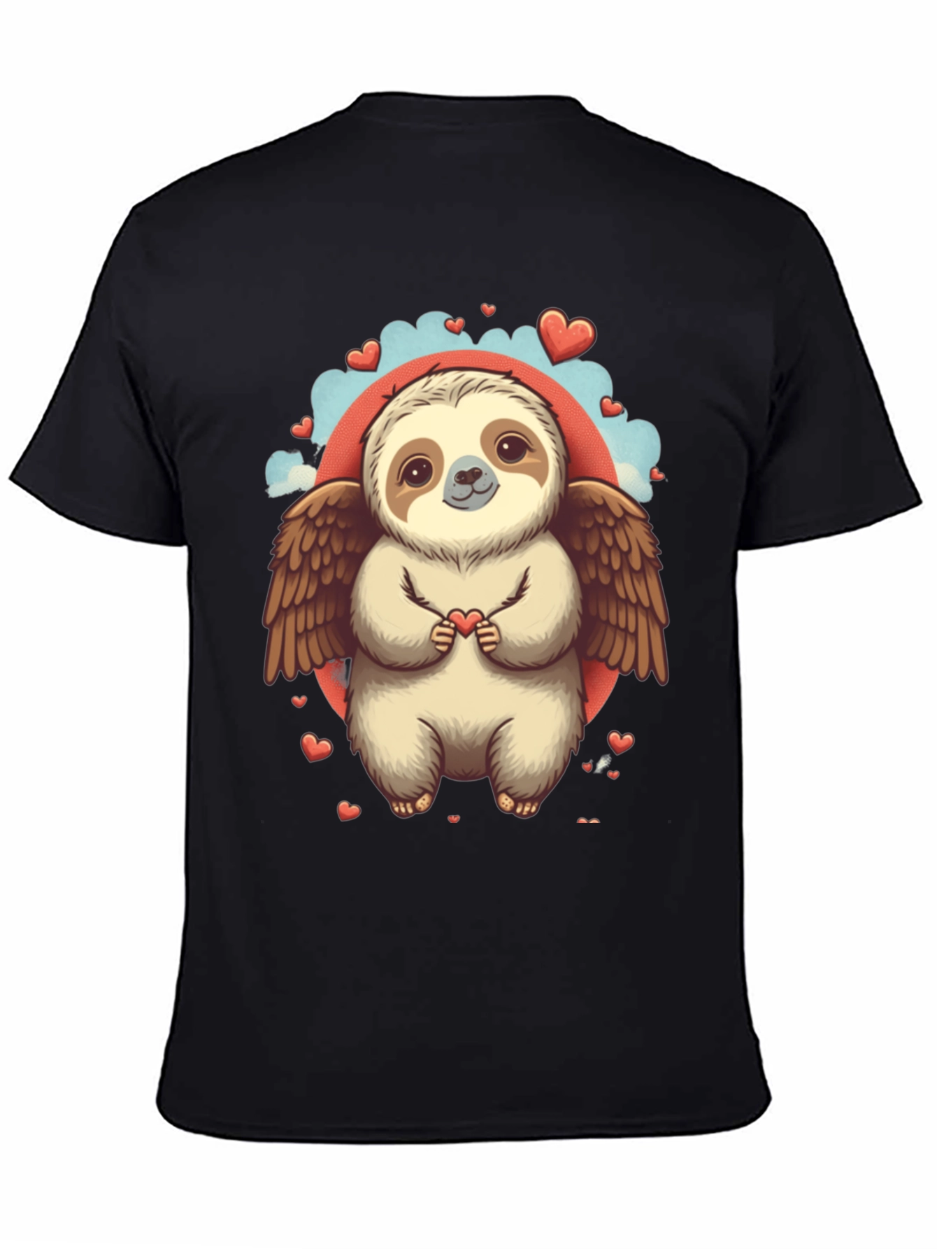 Black Sloth Angel Valentine's Day T-Shirt view 4