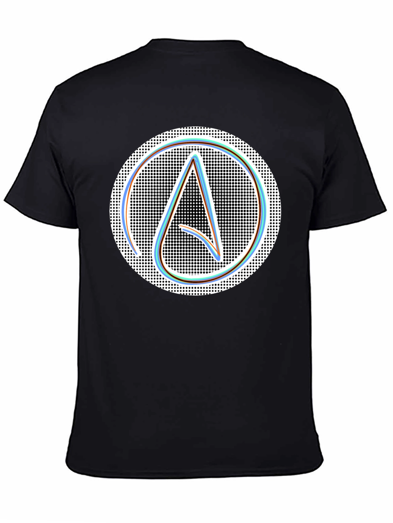 Black Atheist Symbol T-Shirt: Modern Black Graphic Tee view 4