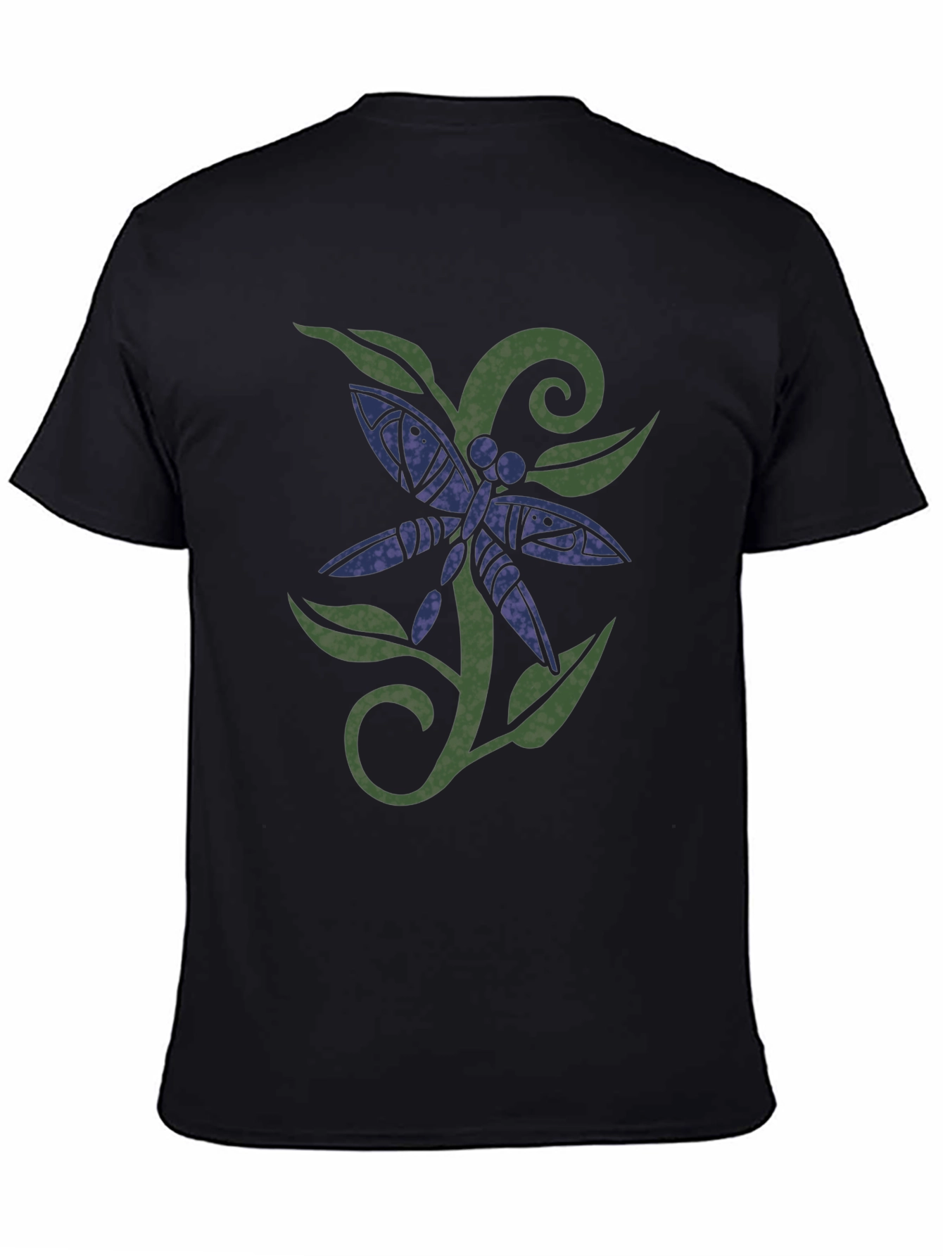 Black Dragonfly Graphic Print Black T-Shirt view 4