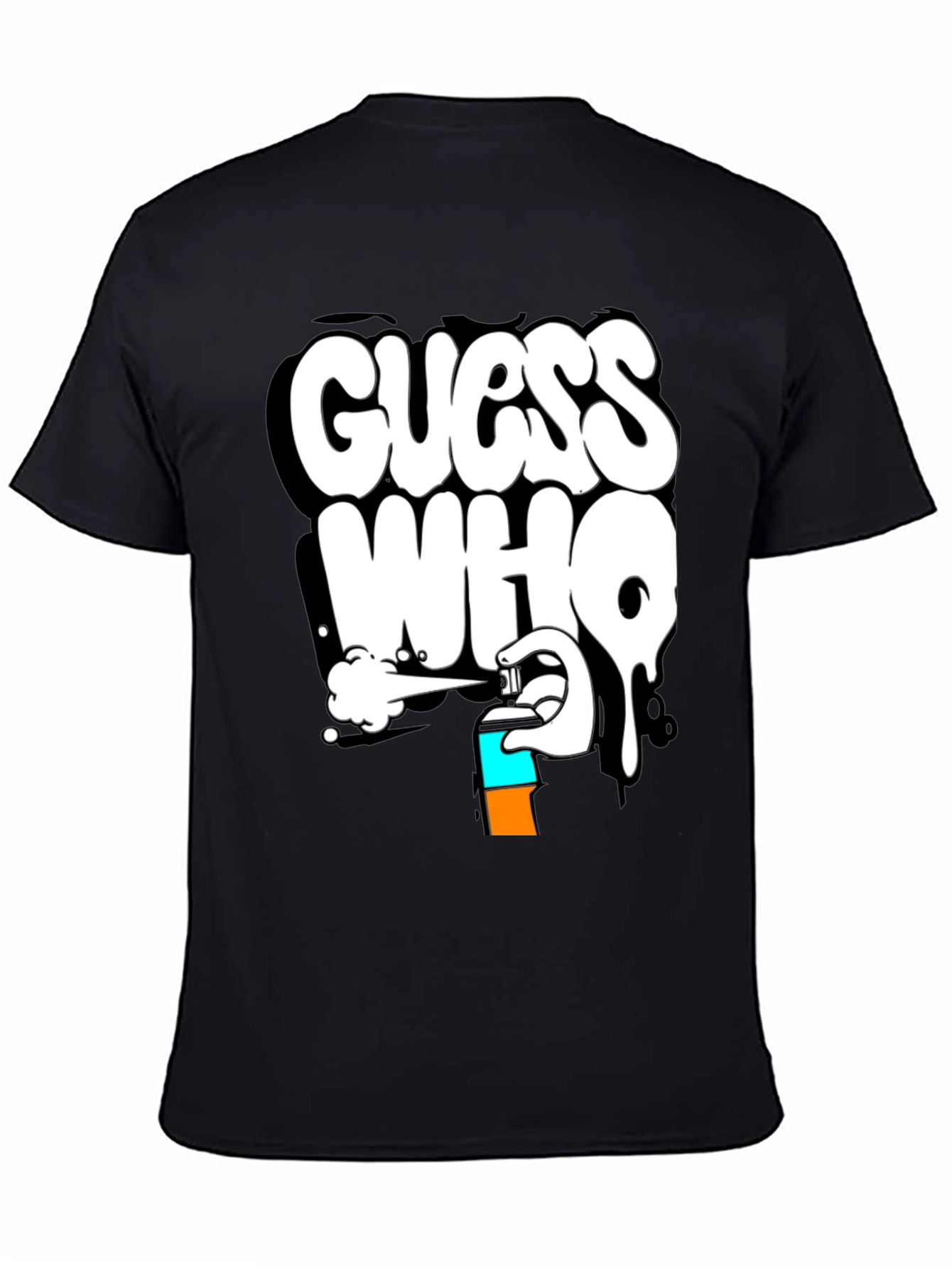 Black Guess Who Graffiti T-Shirt - Black Cotton Graphic Tee view 4