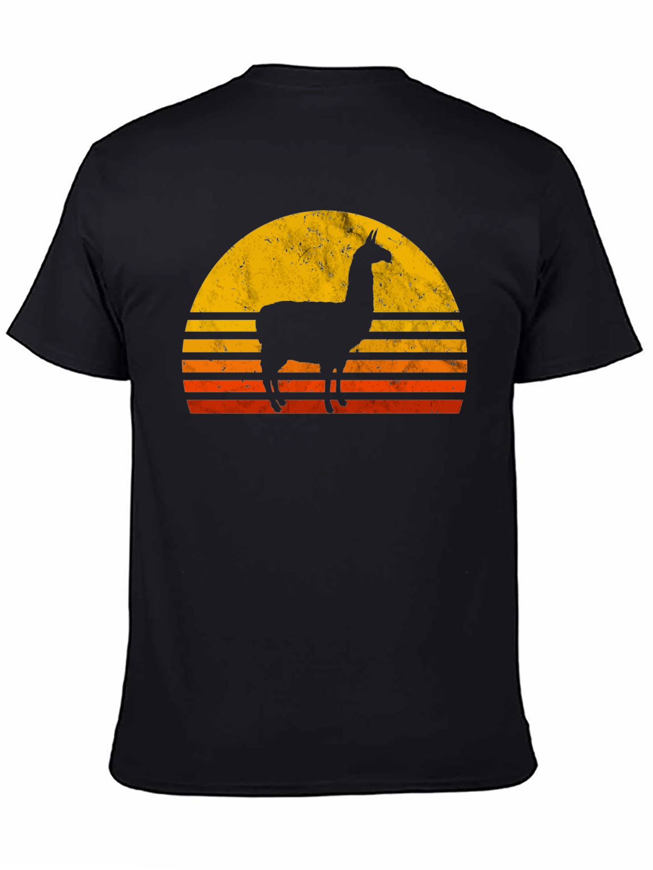 Black Llama Sunset Graphic T-Shirt - Retro Style view 4