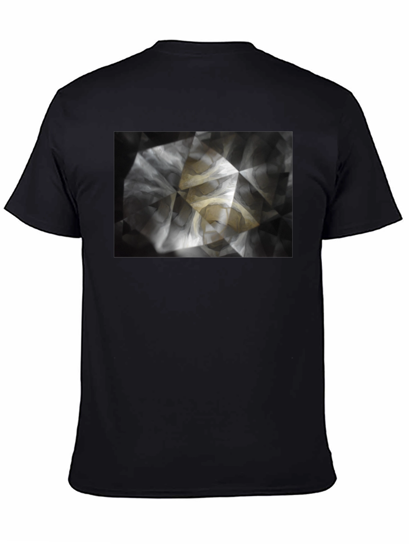 Black Abstract Geometric Print Black T-Shirt view 4