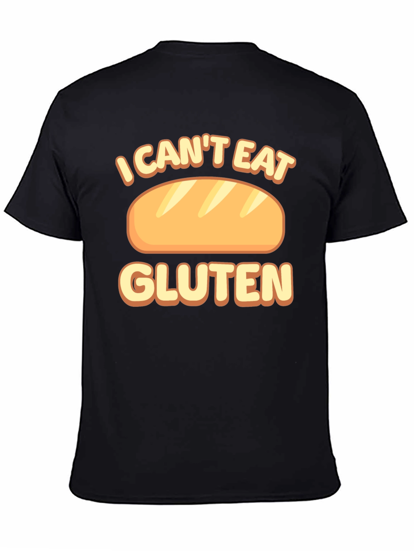 Black I Can't Eat Gluten T-Shirt Funny Food Allergy Tee view 4