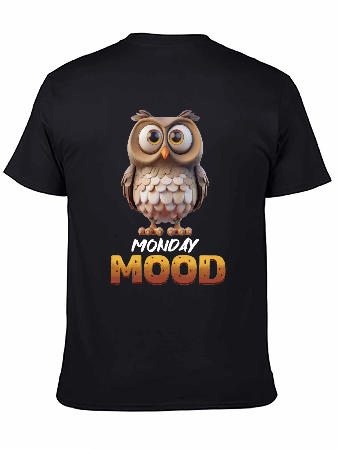 Black Monday Mood Owl T-Shirt - Funny & Unique Design view 4
