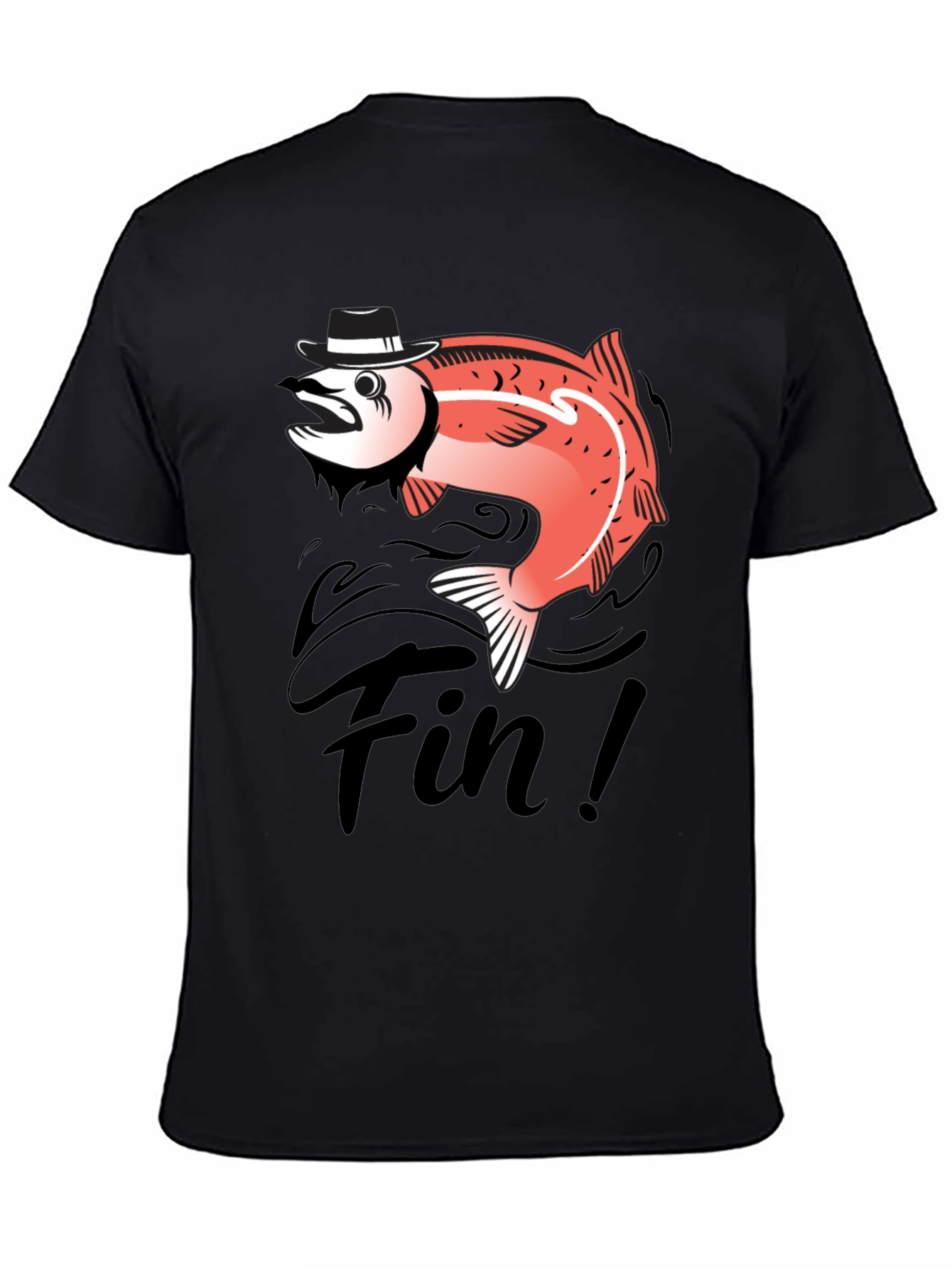Black Fin! Gangster Fish Graphic T-Shirt - Black Cotton Tee view 4