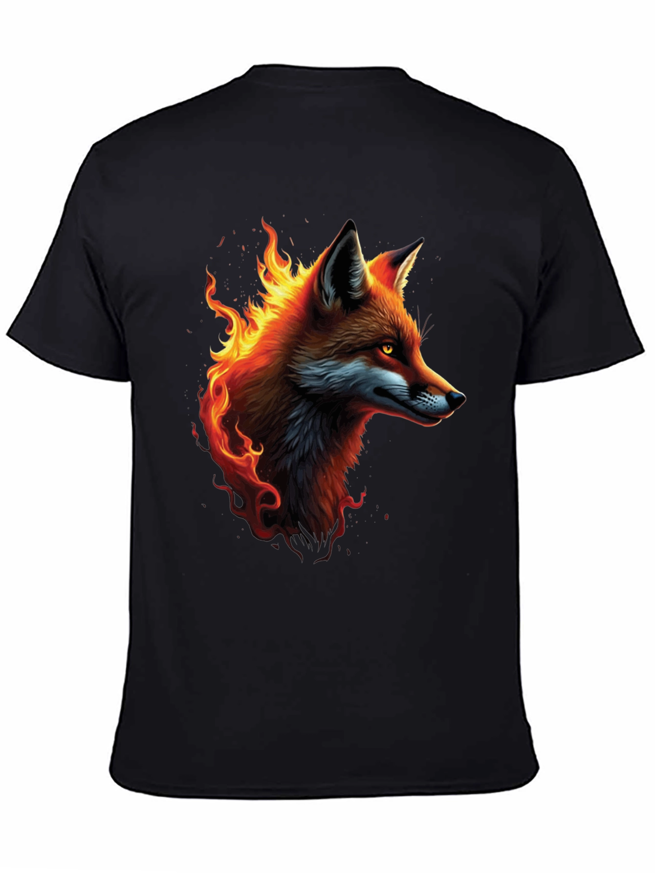 Black Fiery Fox Graphic Tee - Cool Animal T-Shirt view 4