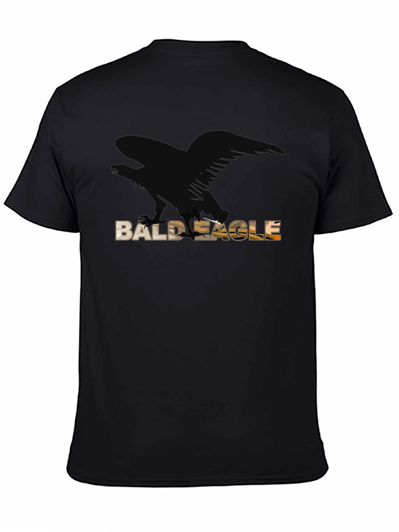 Black Bald Eagle Graphic Tee - Black Cotton Blend view 4