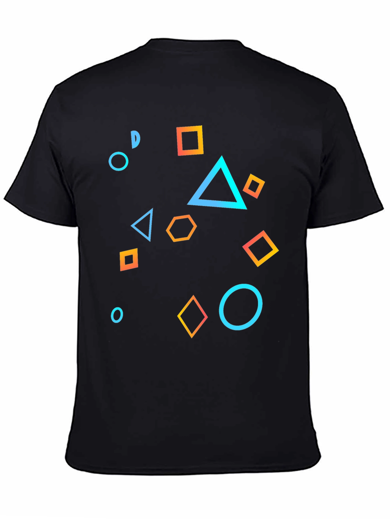 Black Geometric Shapes Black T-Shirt view 4