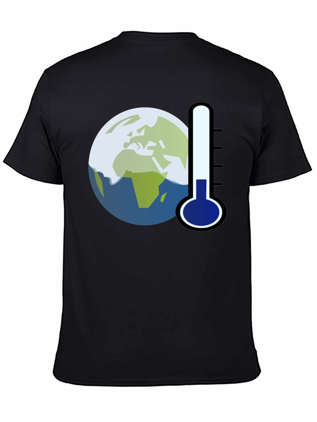 Black Global Warming Tee: Earth Thermometer Graphic T-Shirt view 4