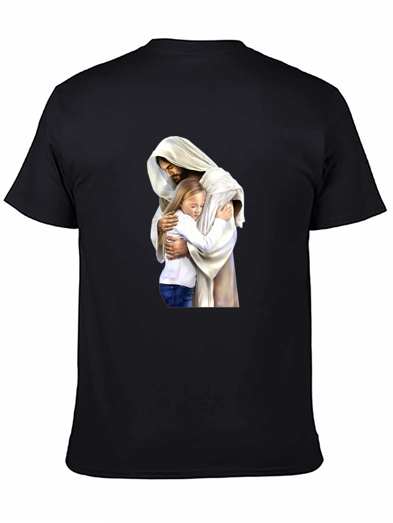 Black Jesus Hugging Child Graphic T-Shirt view 4