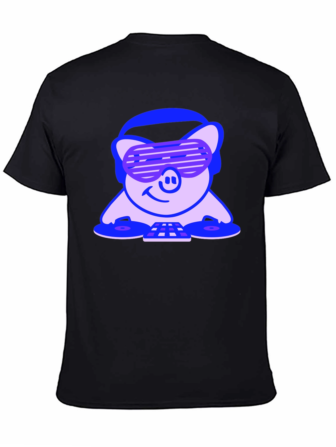 Black DJ Pig Graphic Tee - Black Cotton T-Shirt view 4