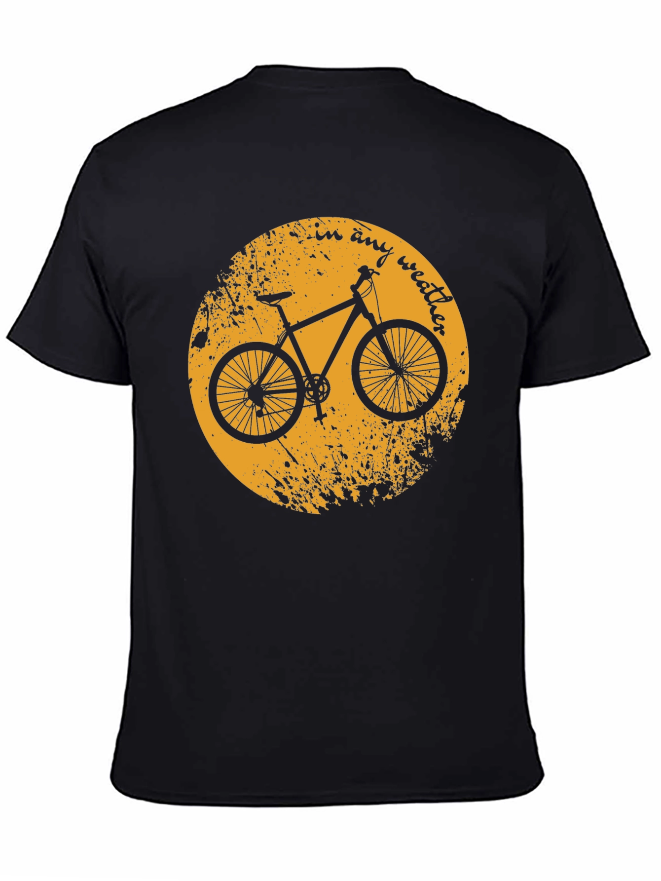 Black Bike T-Shirt - "In Any Weather" Design view 4