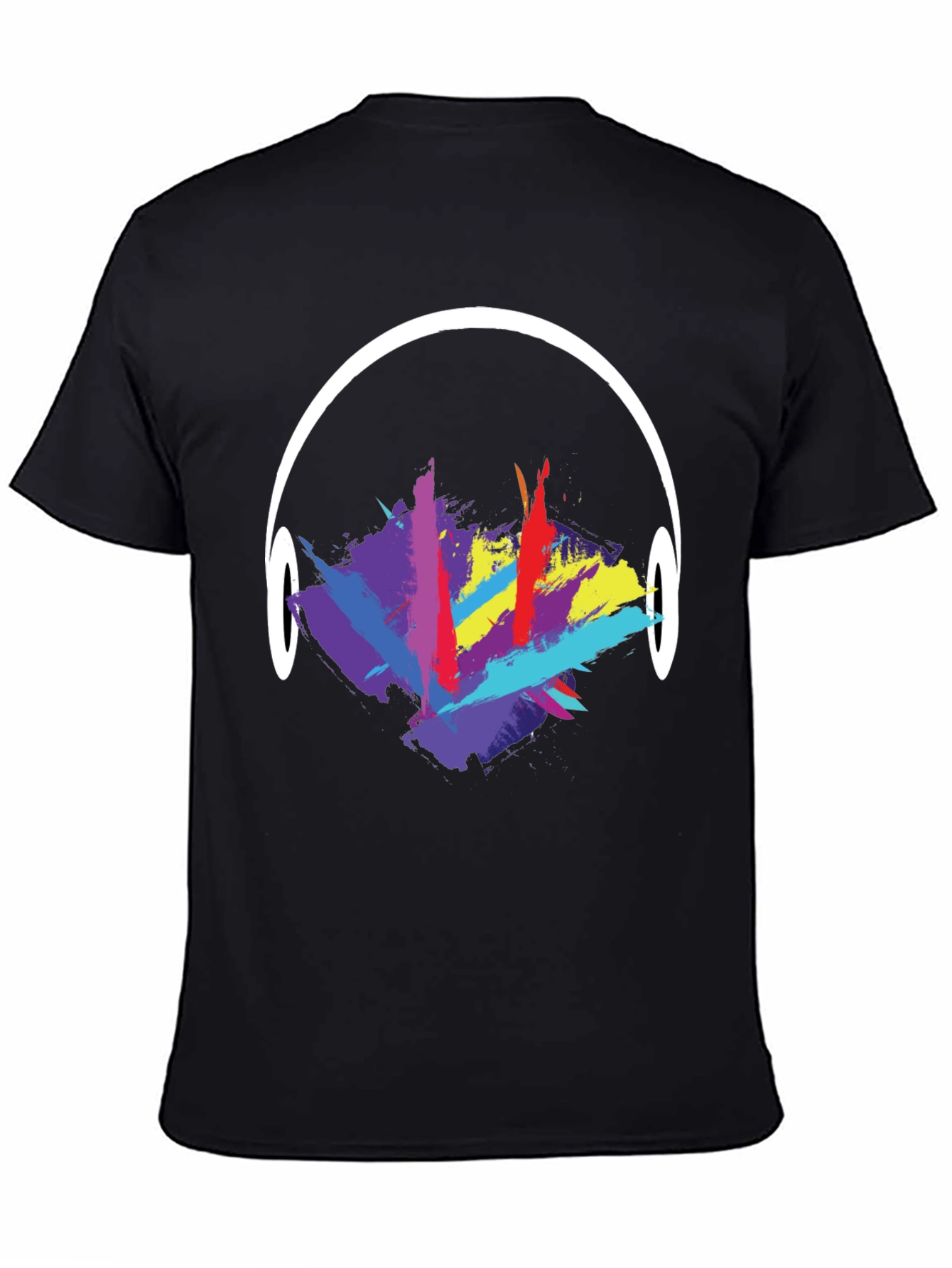 Black Abstract Headphones Graphic T-Shirt view 4