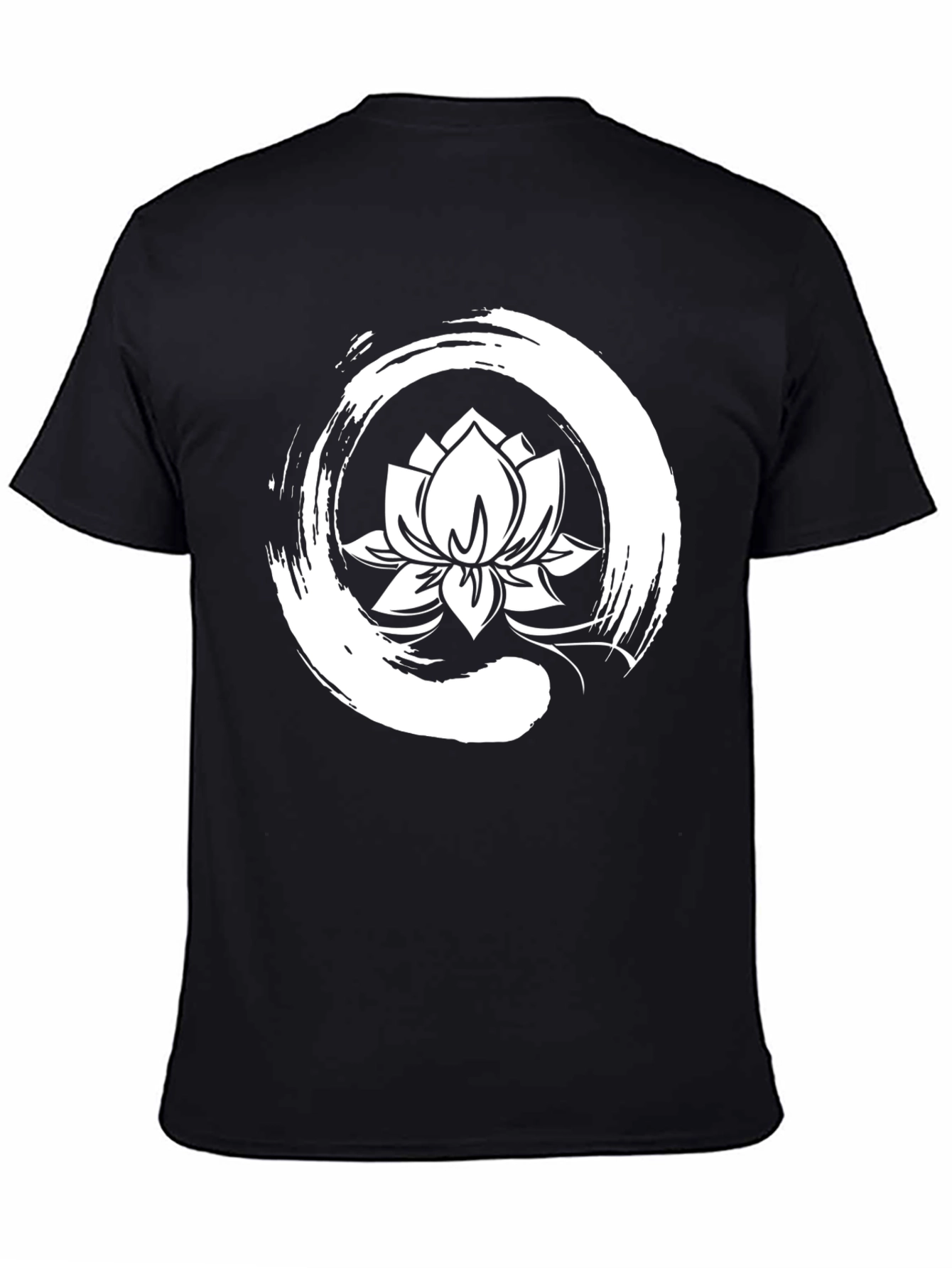 Black Lotus Flower Zen Circle Graphic Tee - Black view 4