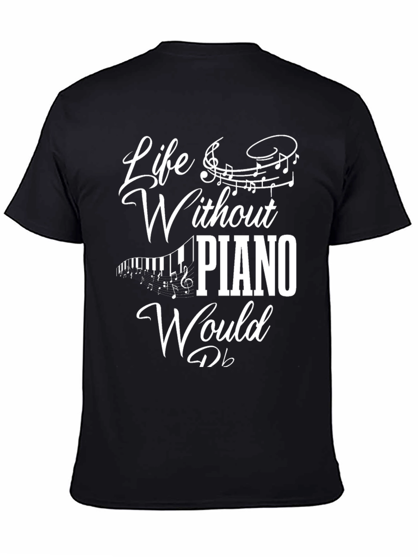 Black Life Without Piano T-Shirt - Music Lover Tee view 4