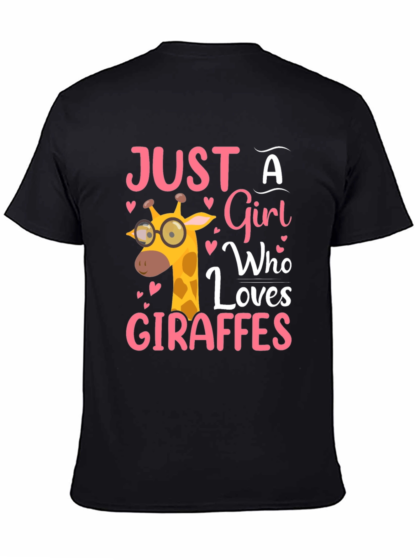 Black Just a Girl Who Loves Giraffes T-Shirt view 4