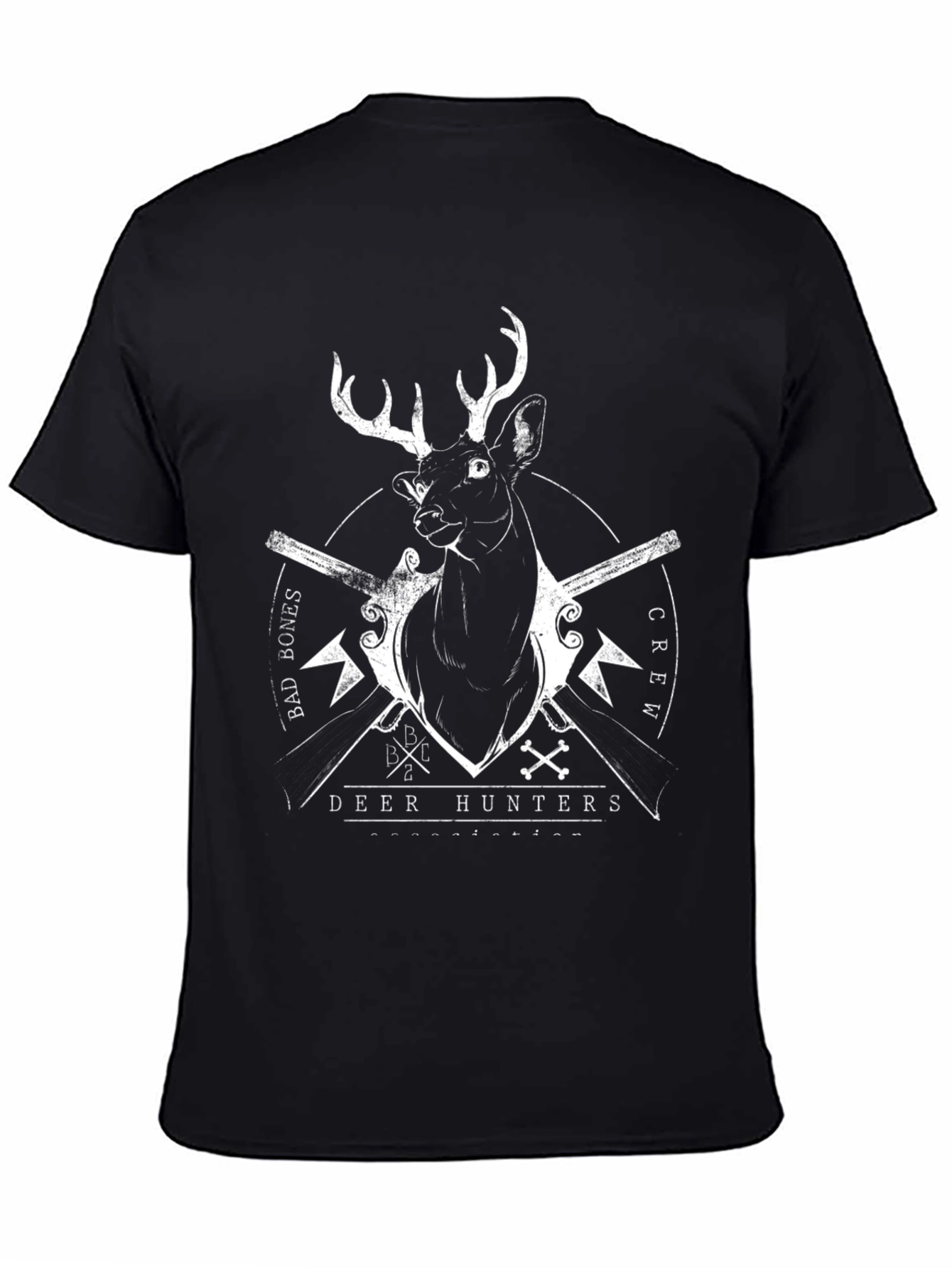 Black Deer Hunters Crew Black T-Shirt view 4