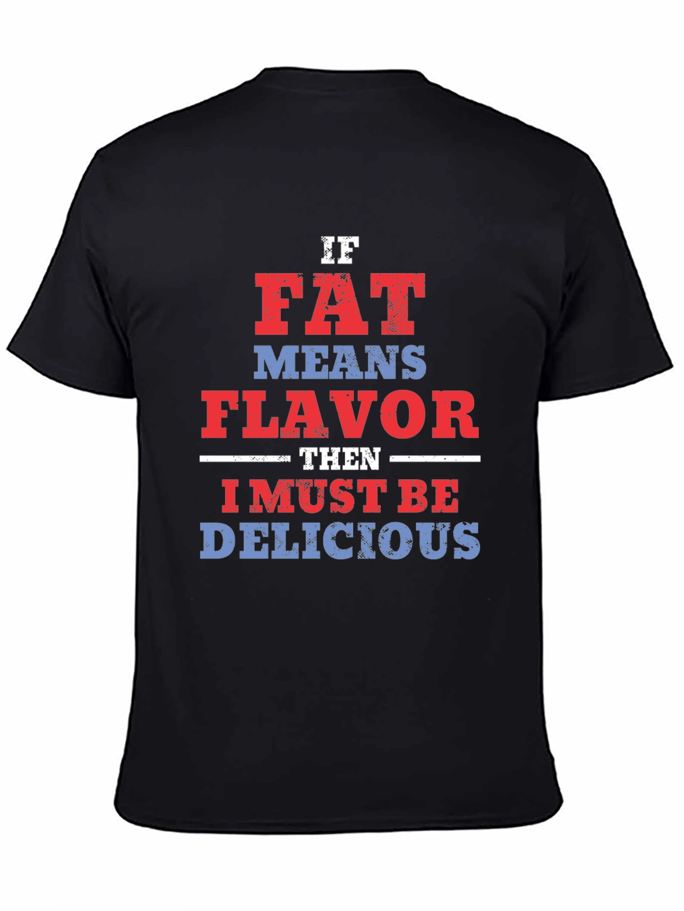 Black Funny 'Fat Means Flavor' Graphic T-Shirt view 4