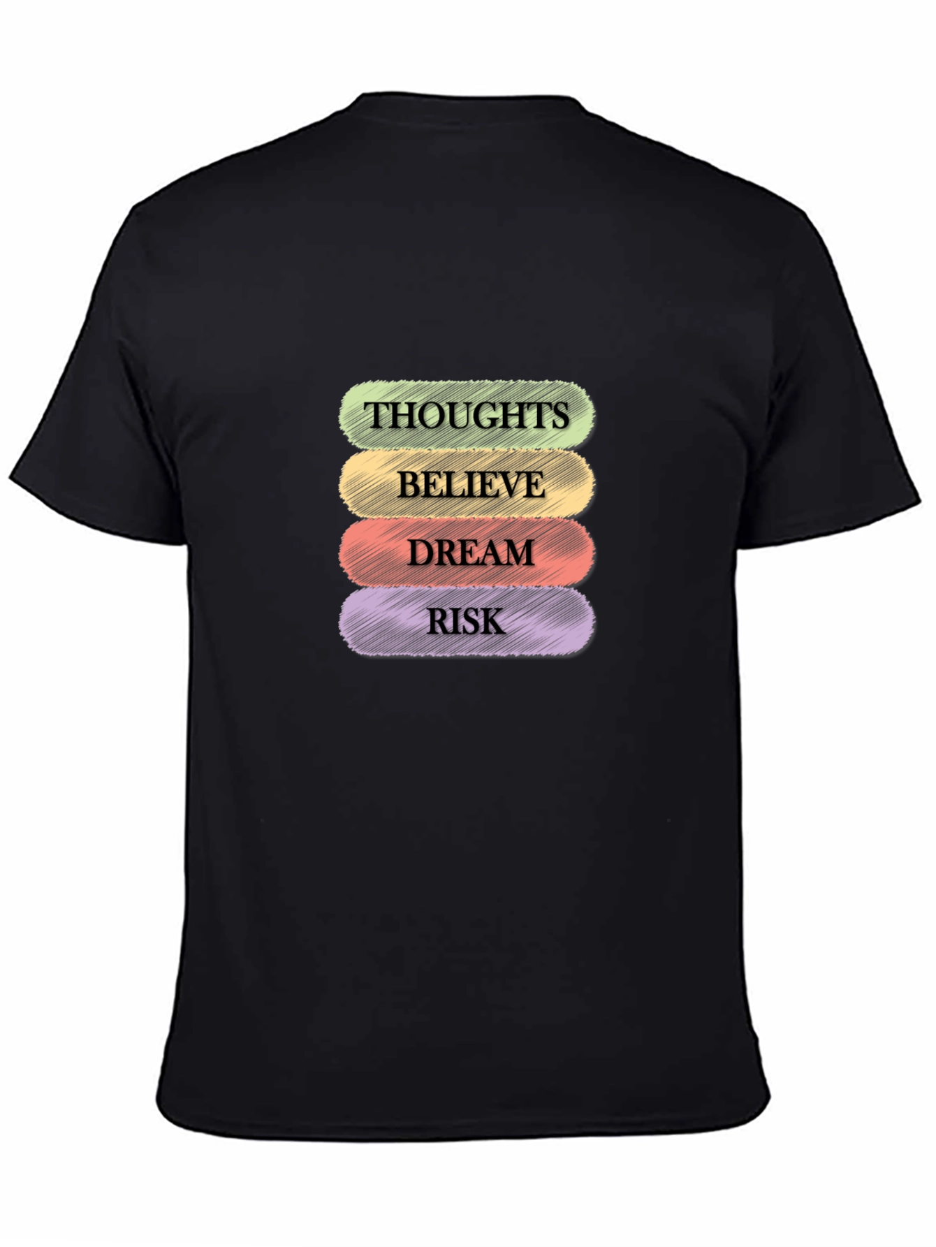 Black Thoughts, Believe, Dream, Risk Graphic Tee view 4