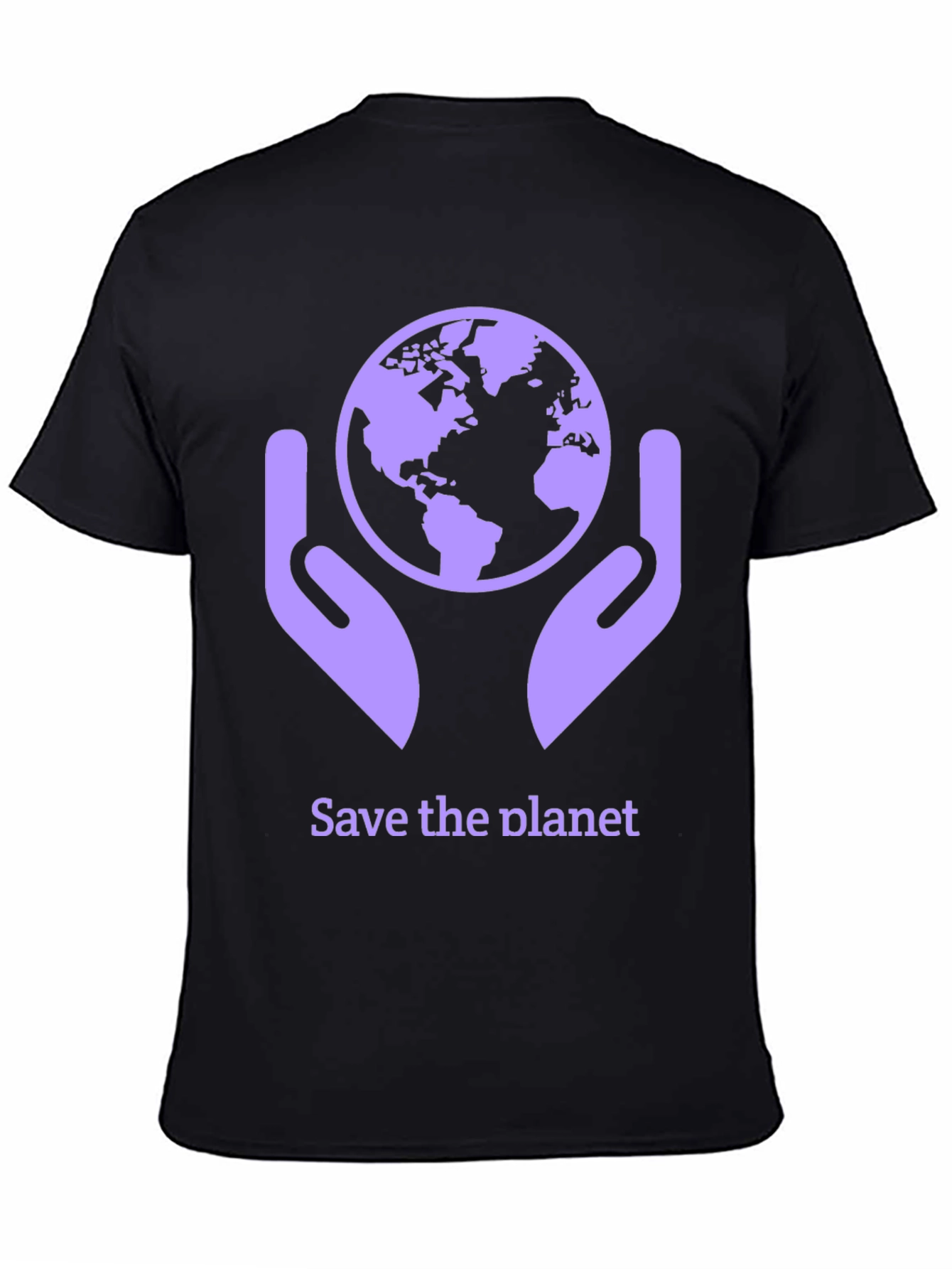 Black Save the Planet T-Shirt - Earth in Hands Graphic Tee view 4
