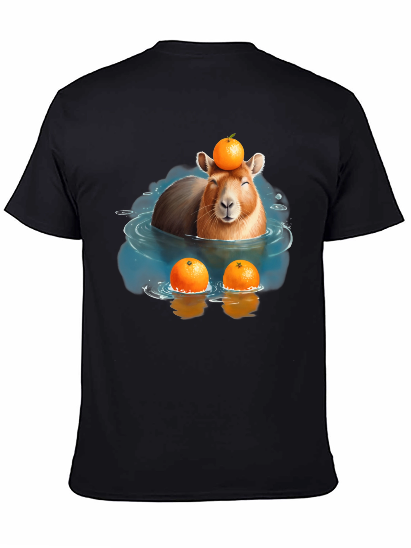 Black Capybara Orange T-Shirt view 4