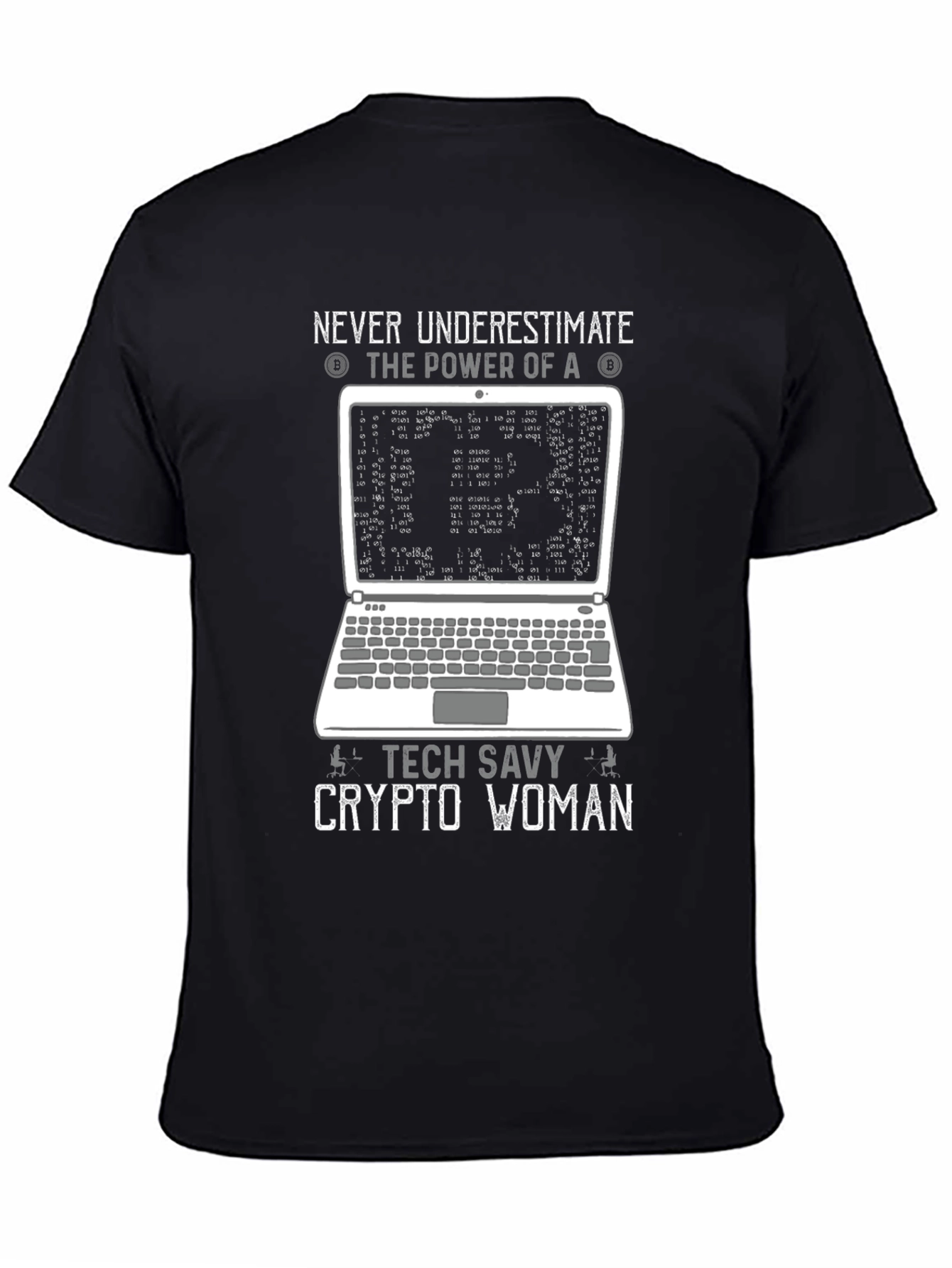 Black Tech Savvy Crypto Woman T-Shirt view 4