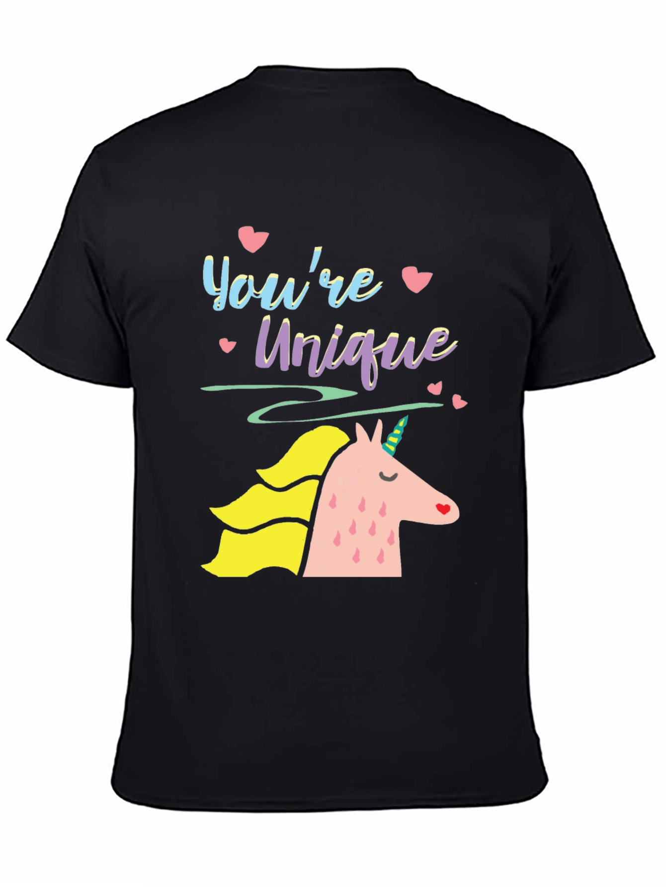 Black Unique Unicorn Graphic Tee - Black Unisex T-Shirt view 4
