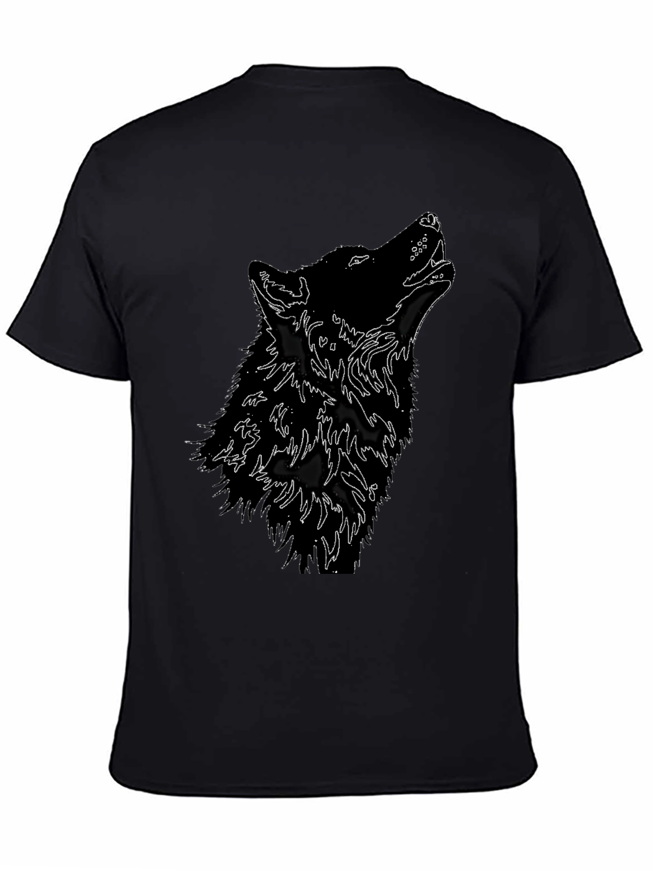 Black Black Wolf Howl T-Shirt - Graphic Tee view 4