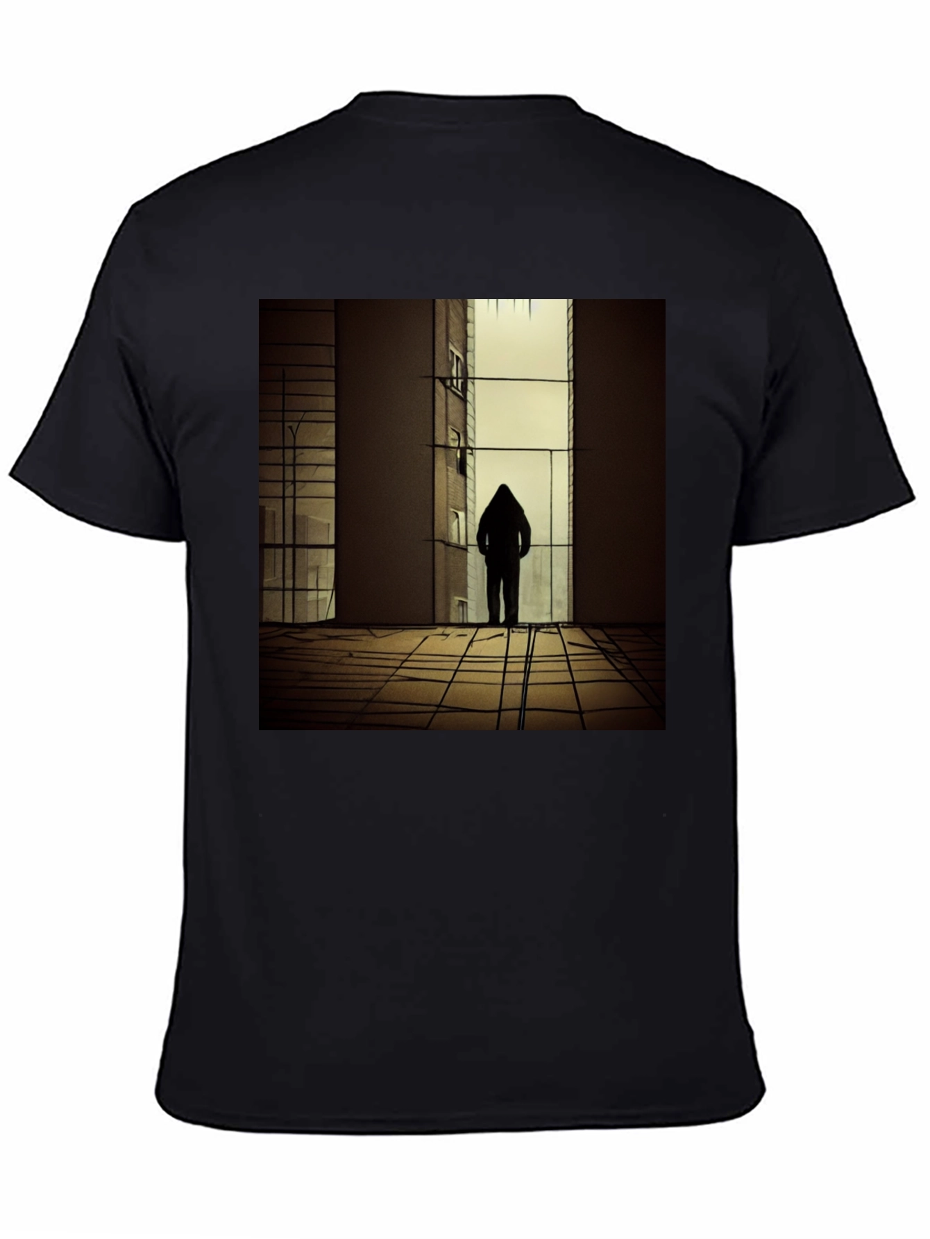 Black Urban Silhouette Black T-Shirt view 4