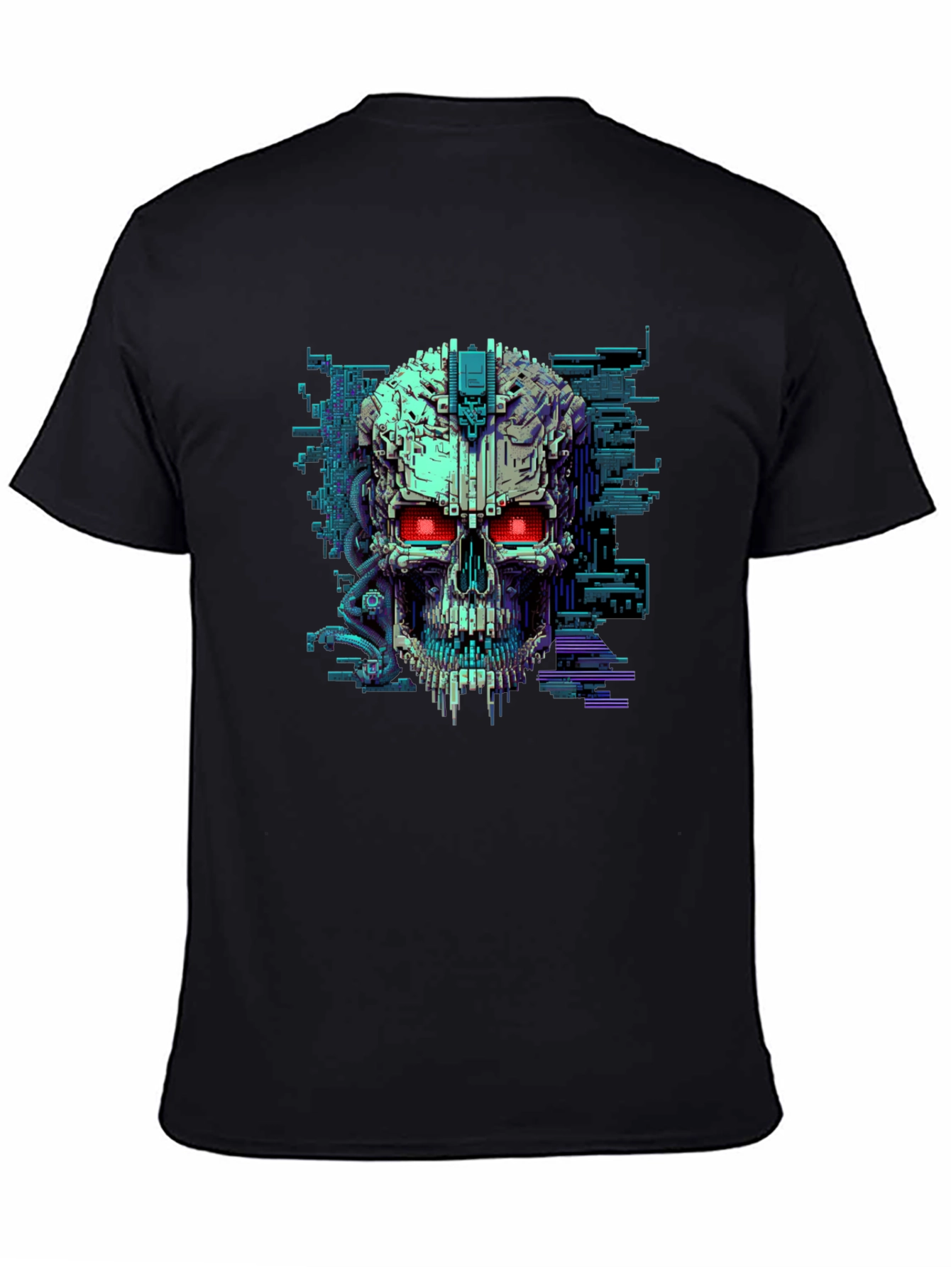 Black Cyber Skull T-Shirt - Futuristic Techwear view 4