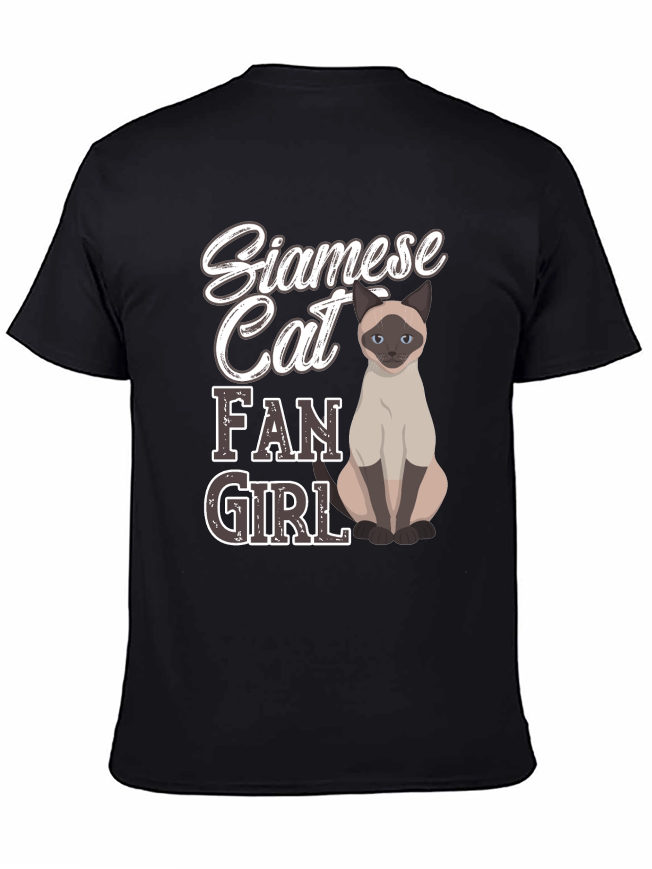 Black Siamese Cat Fan Girl T-Shirt view 4