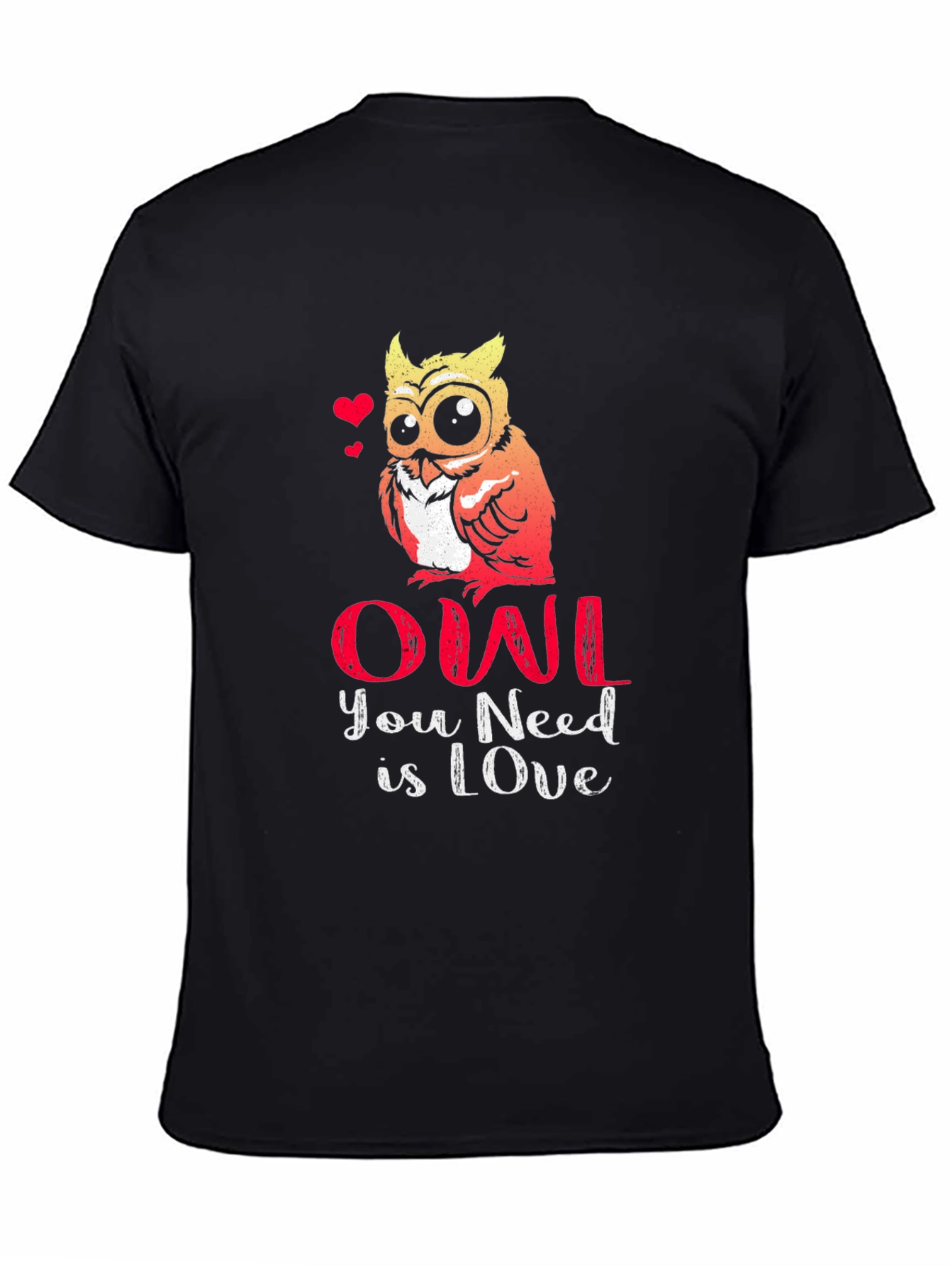Black Owl You Need is Love Graphic T-Shirt view 4