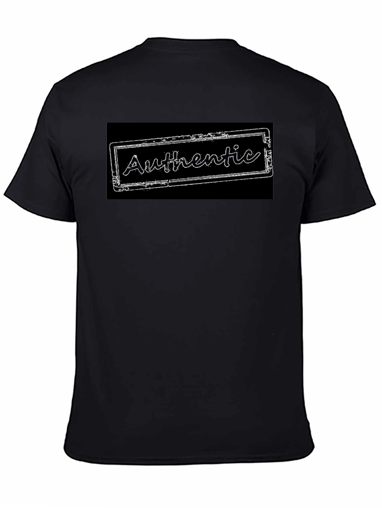Black Authentic Stamp Graphic Tee - Black Cotton Blend T-Shirt view 4