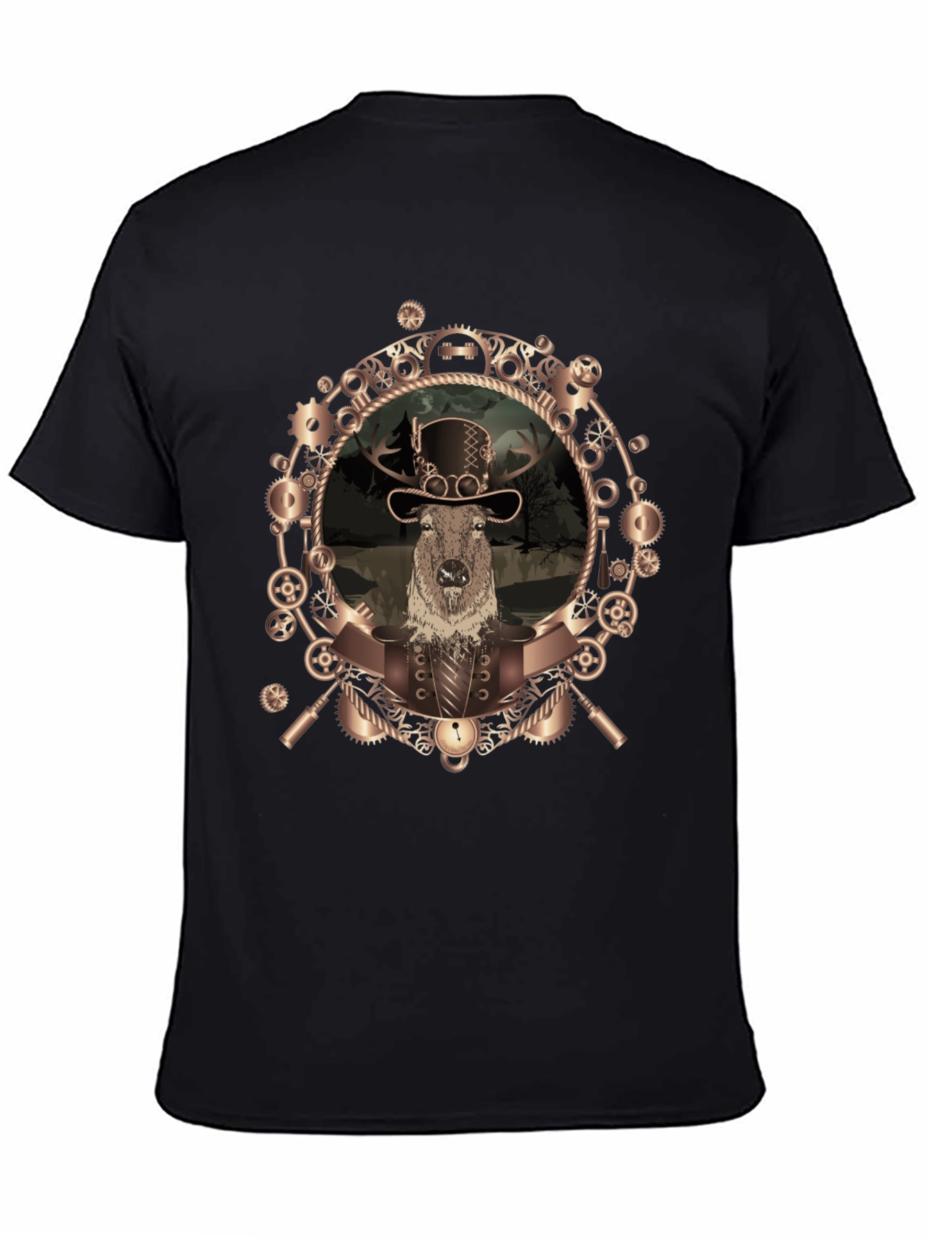 Black Steampunk Beaver T-Shirt - Unique Graphic Tee view 4