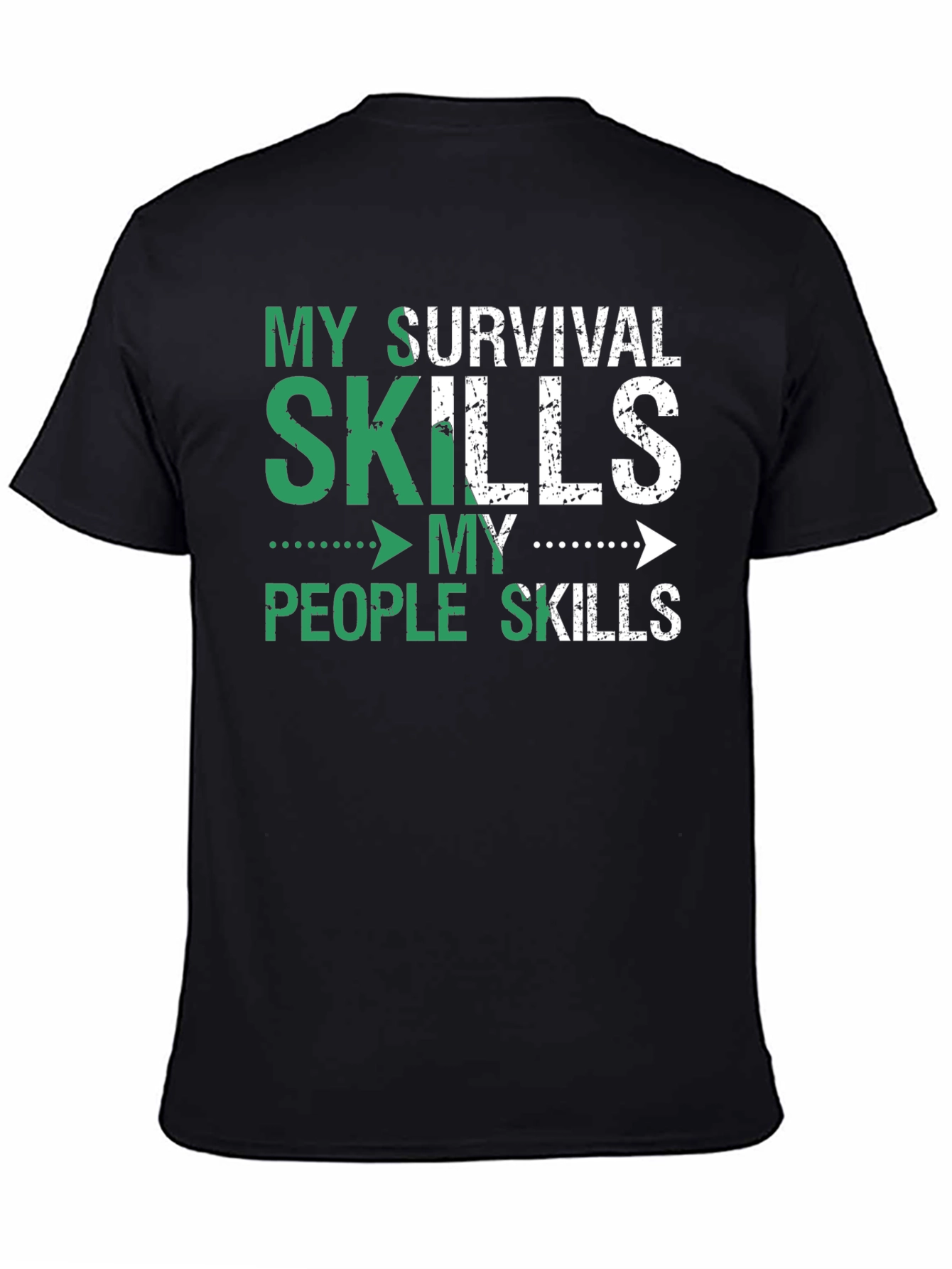 Black Survival Skills T-Shirt - Humorous Graphic Tee view 4