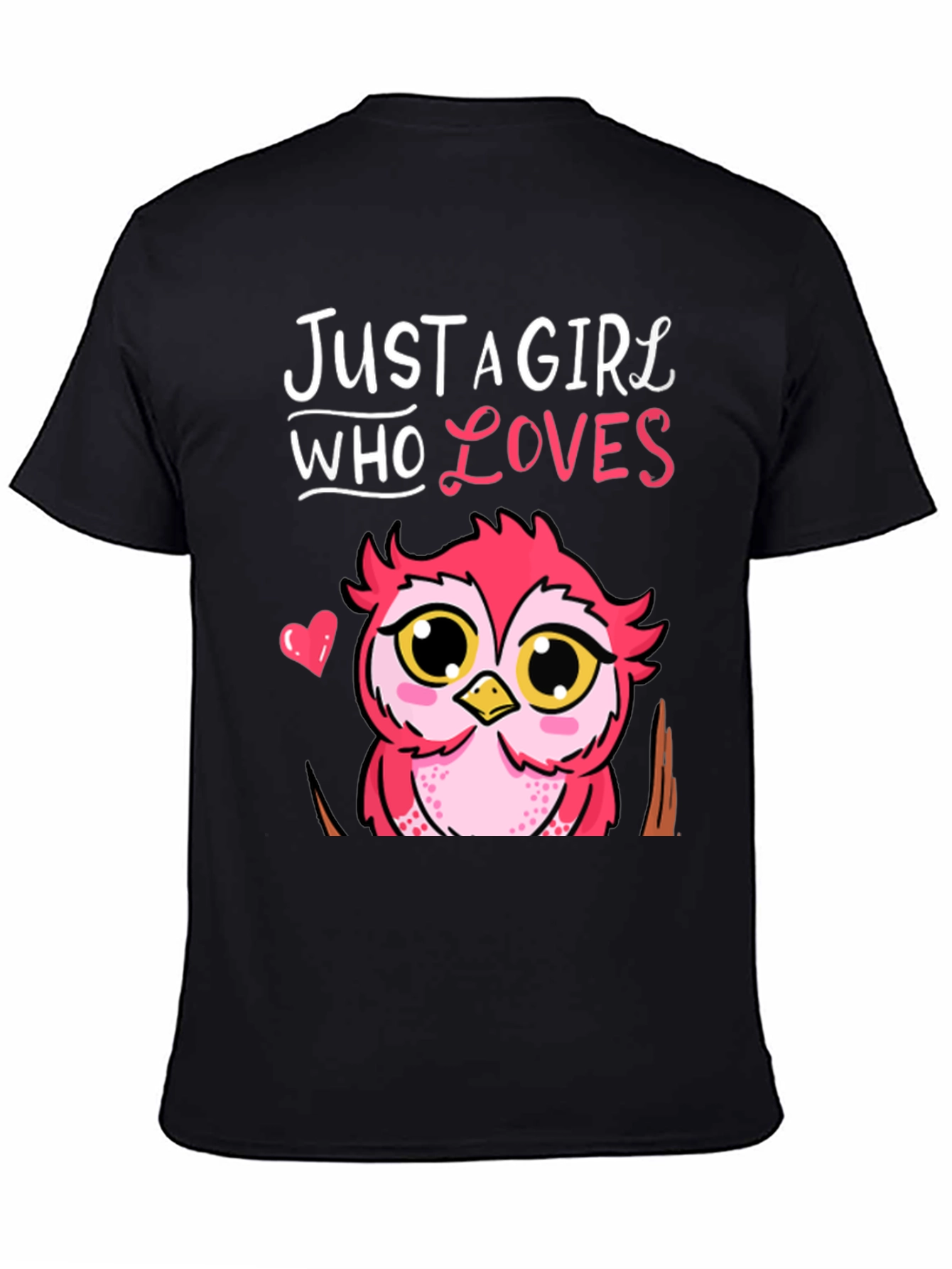 Black Just A Girl Who Loves Owls T-Shirt view 4