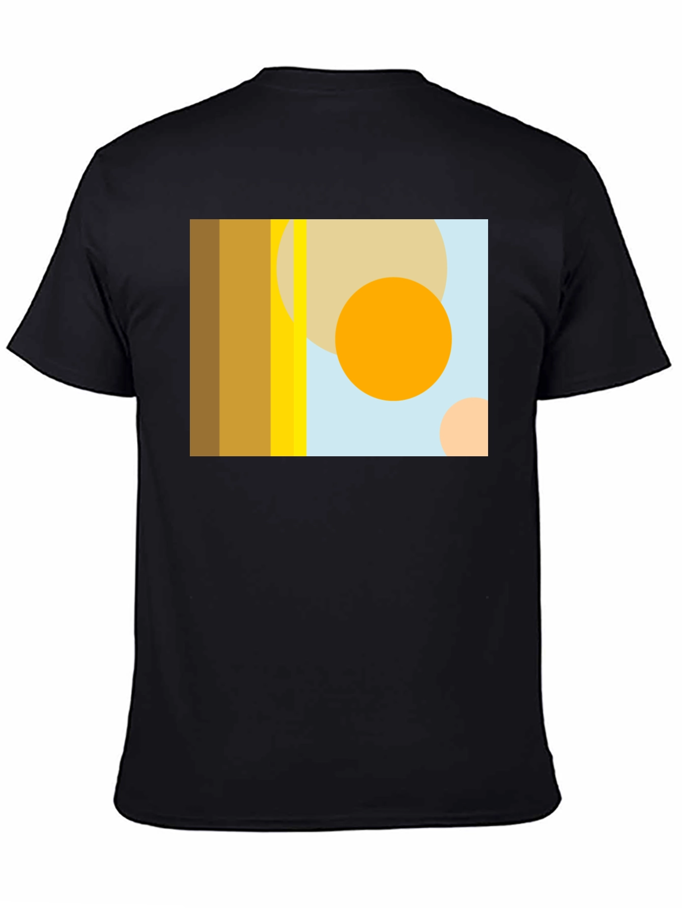 Black Abstract Geometric Circle Print Black T-Shirt view 4