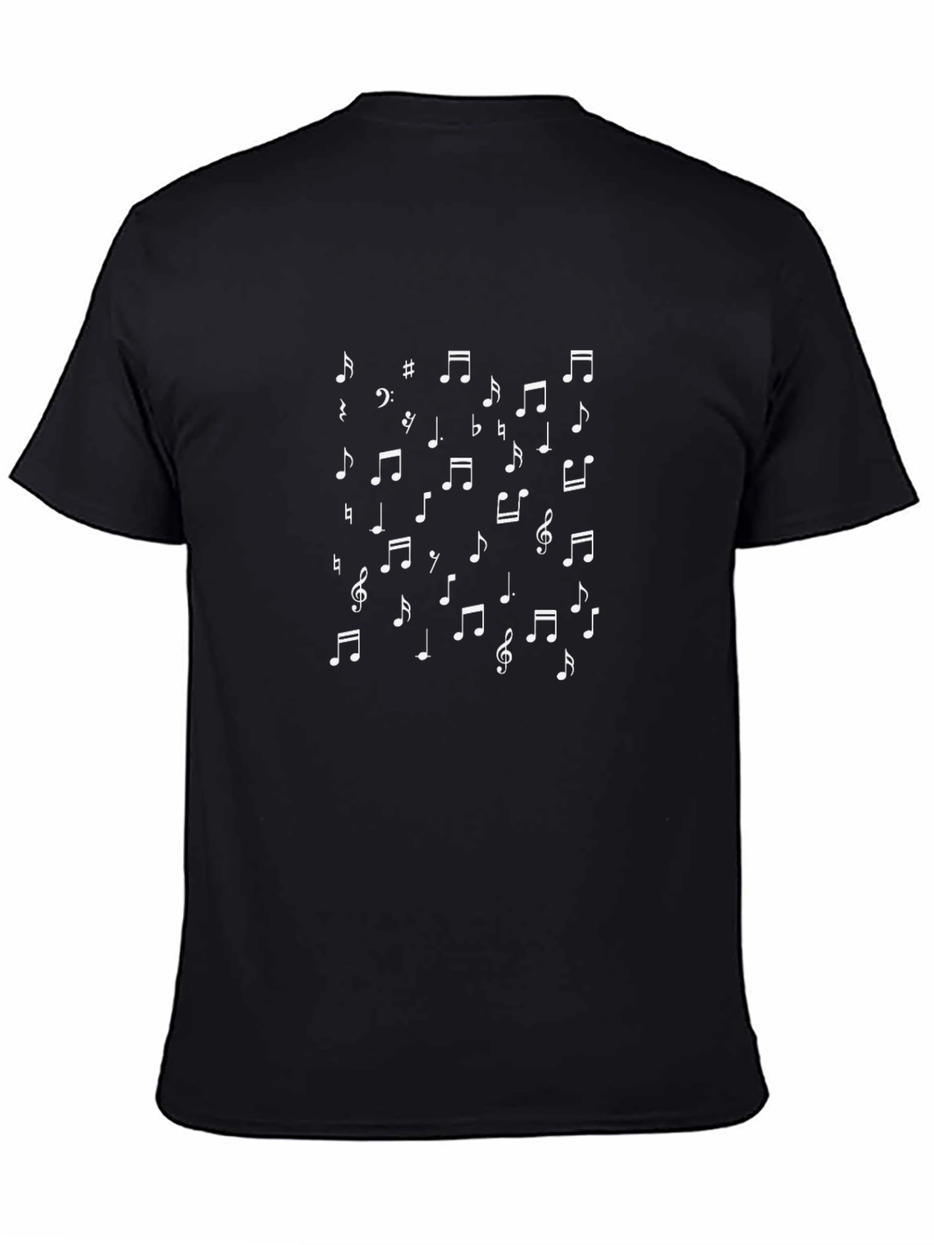 Black Music Notes Graphic T-Shirt - Black Cotton Tee view 4