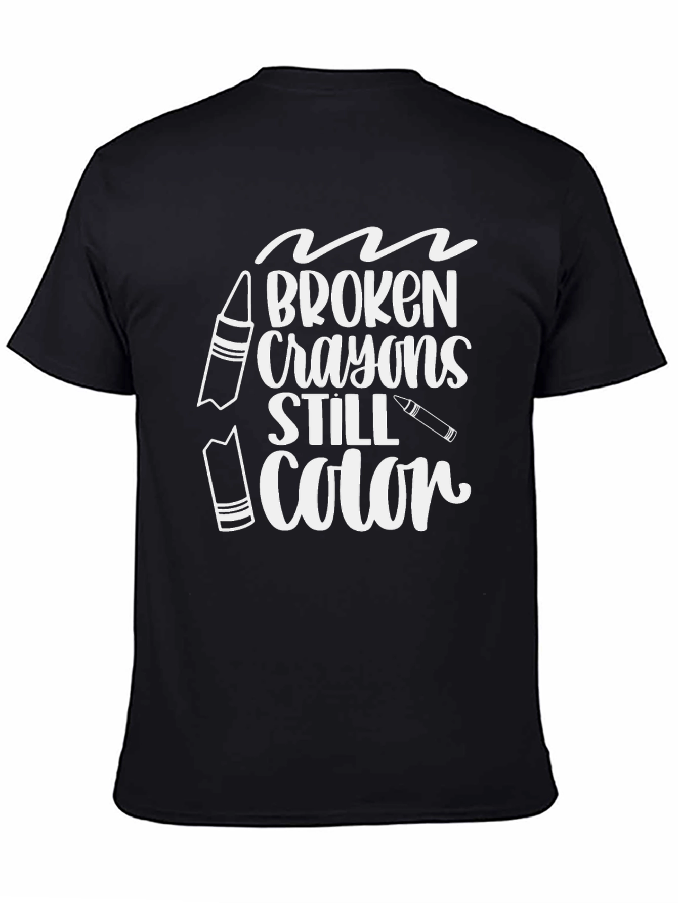 Black Broken Crayons Still Color T-Shirt view 4