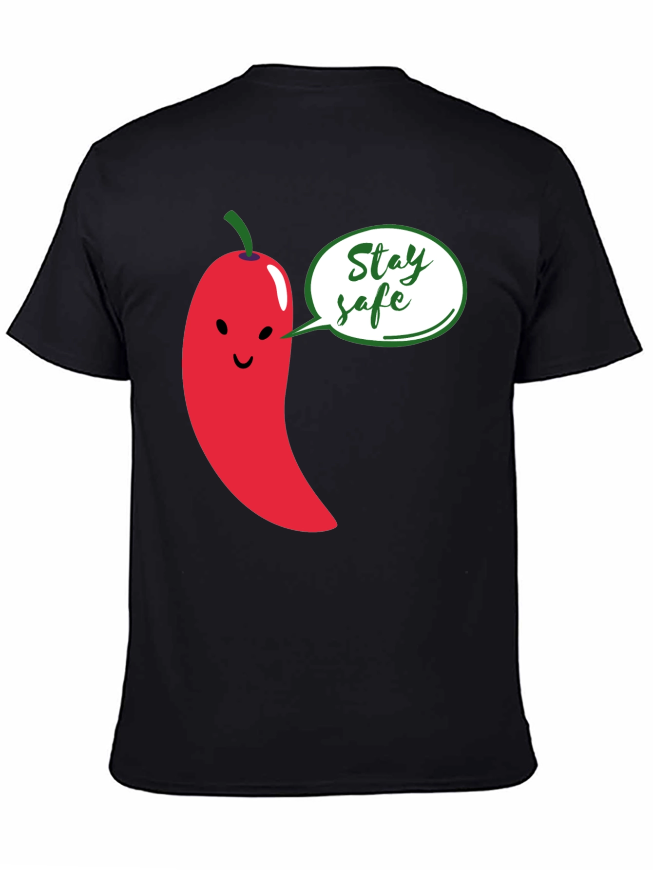 Black Stay Safe Pepper Graphic Tee - Unisex Black T-Shirt view 4