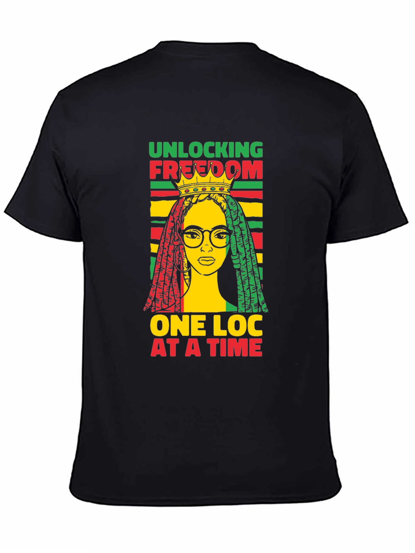 Black Unlocking Freedom Tee - Rasta Loc Design view 4