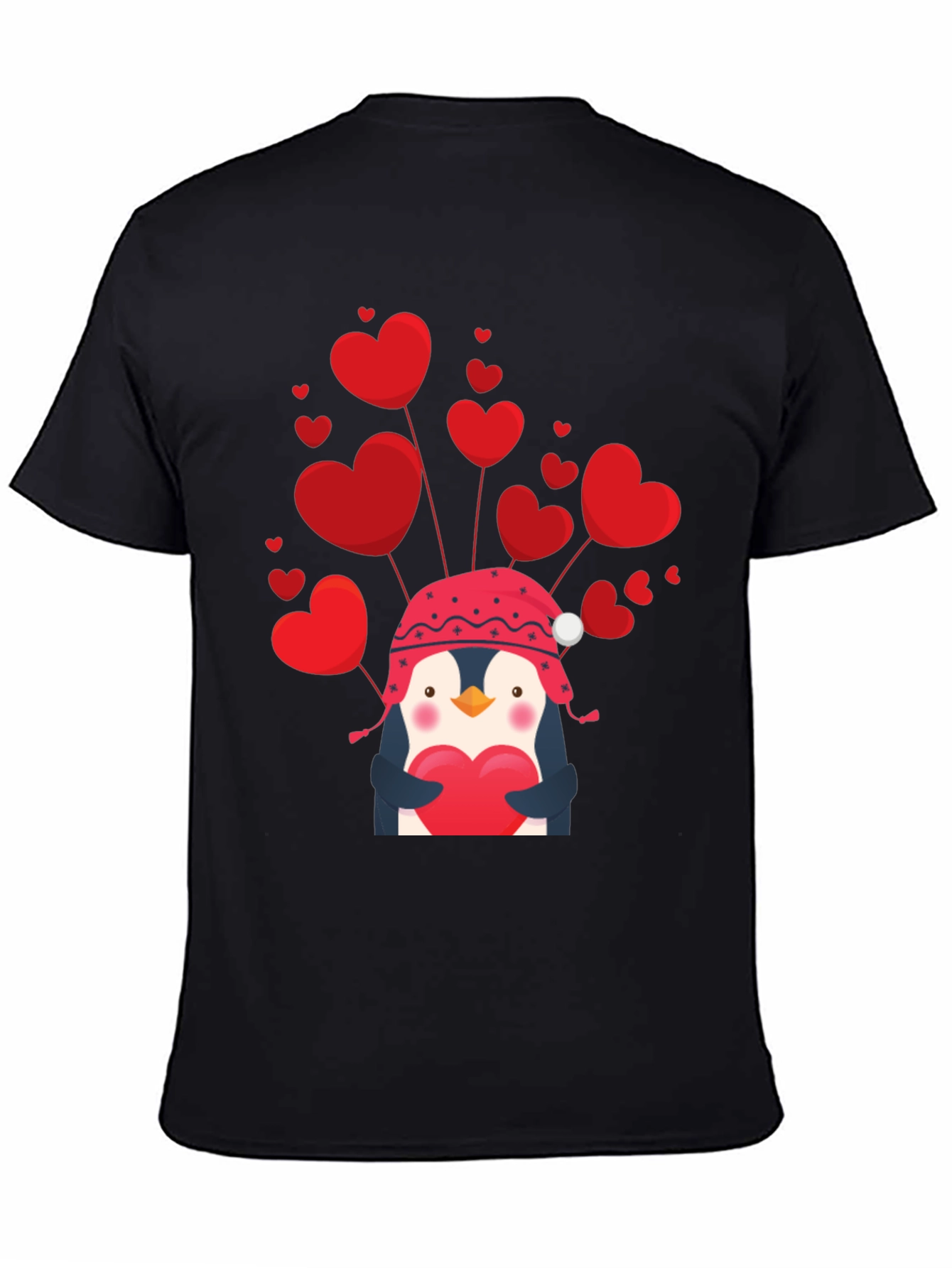 Black Valentine's Penguin Heart T-Shirt view 4