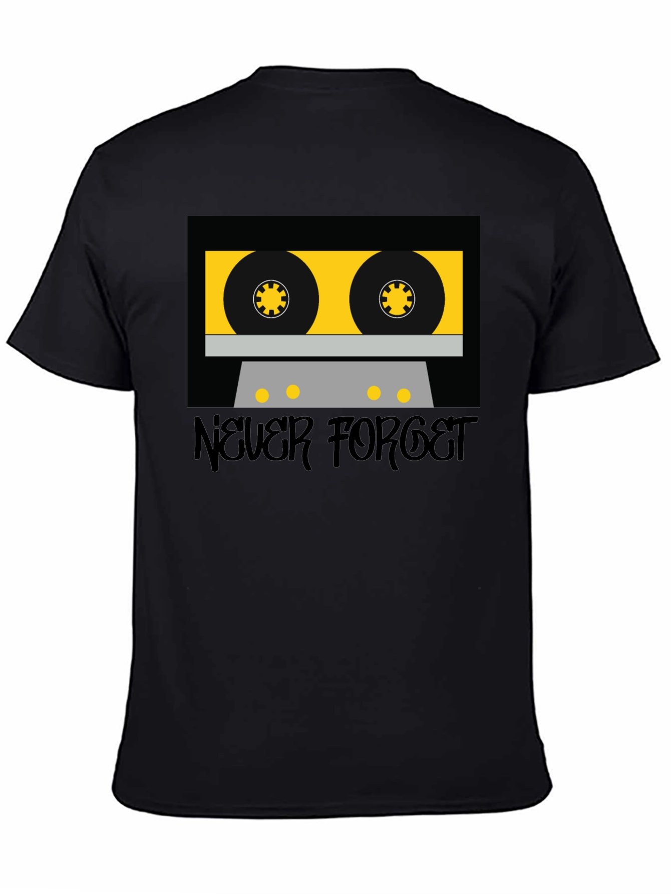 Black Retro Cassette Tape Graphic T-Shirt - Never Forget view 4