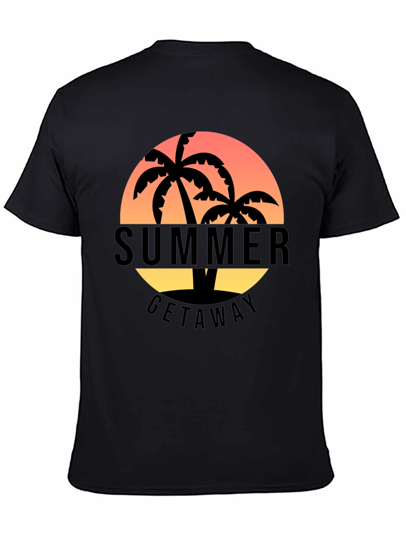 Black Summer Getaway Palm Tree Graphic T-Shirt view 4