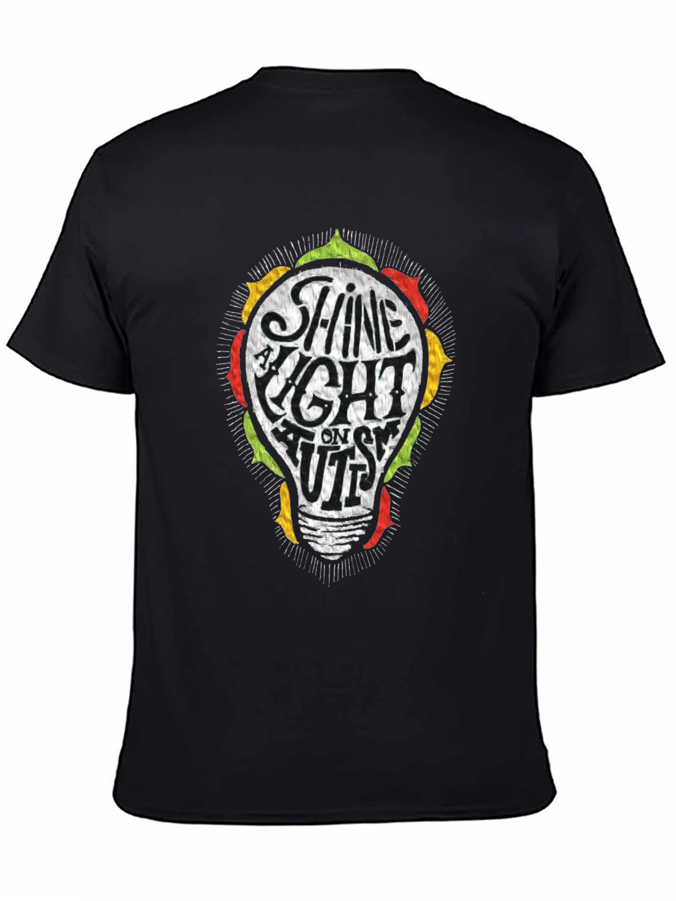 Black Shine A Light On Autism Awareness T-Shirt view 4